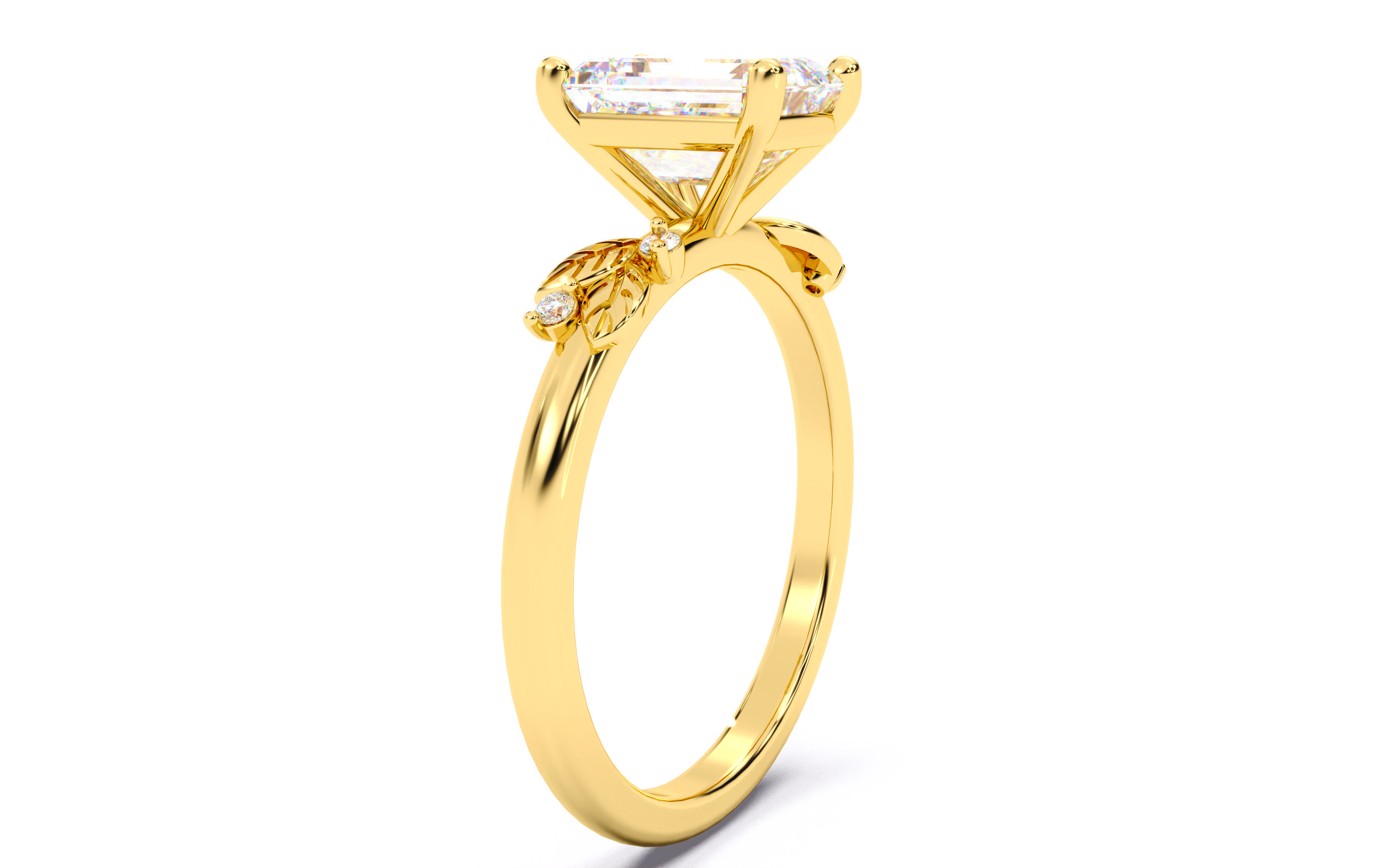 Emerald Diamond Solitaire Ring 3D print model 3D print model_17