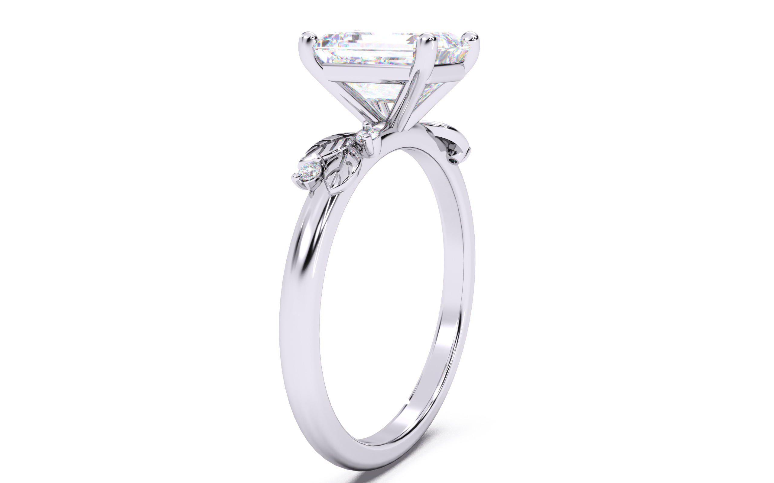 Emerald Diamond Solitaire Ring 3D print model 3D print model_16