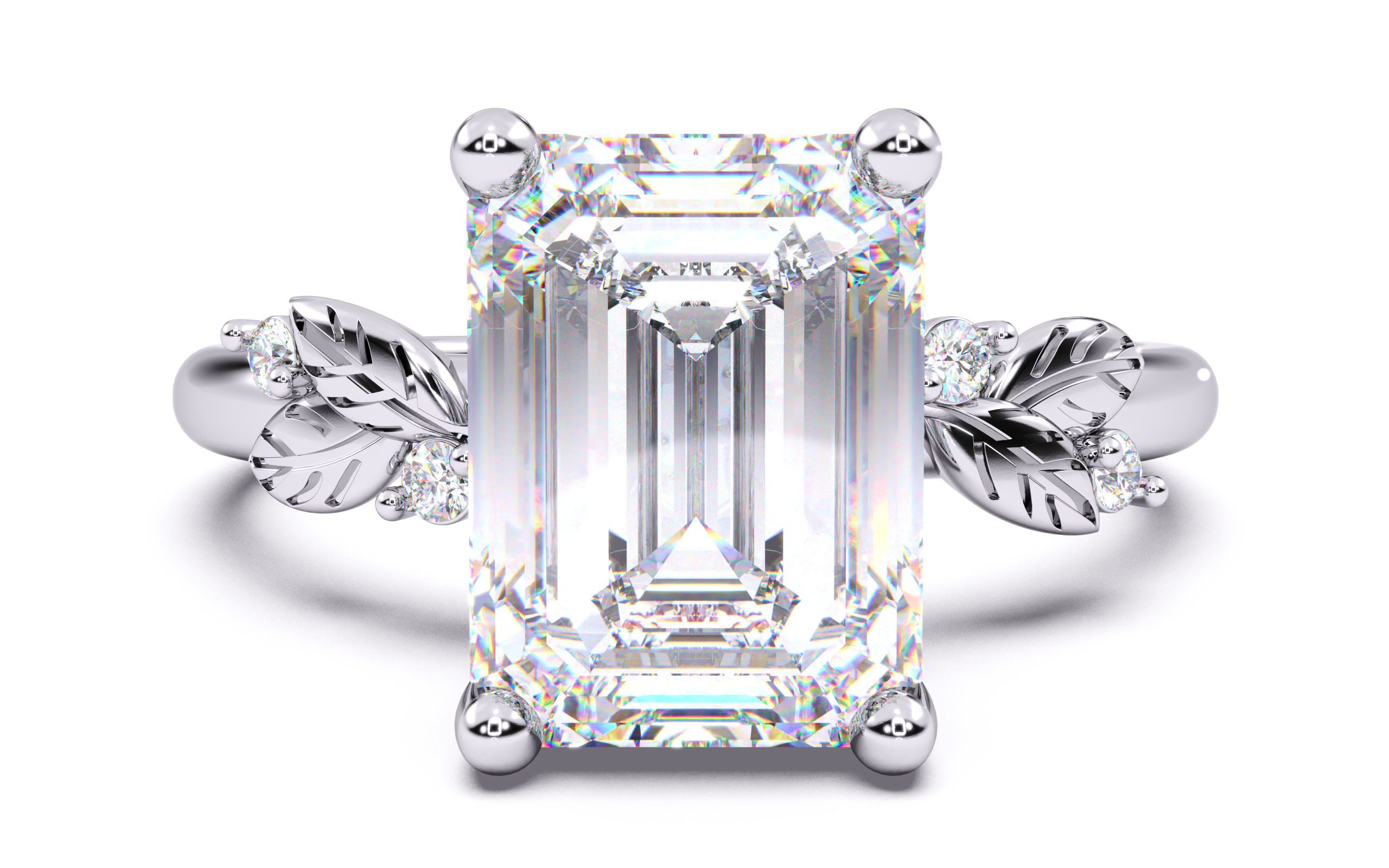 Emerald Diamond Solitaire Ring 3D print model 3D print model_19