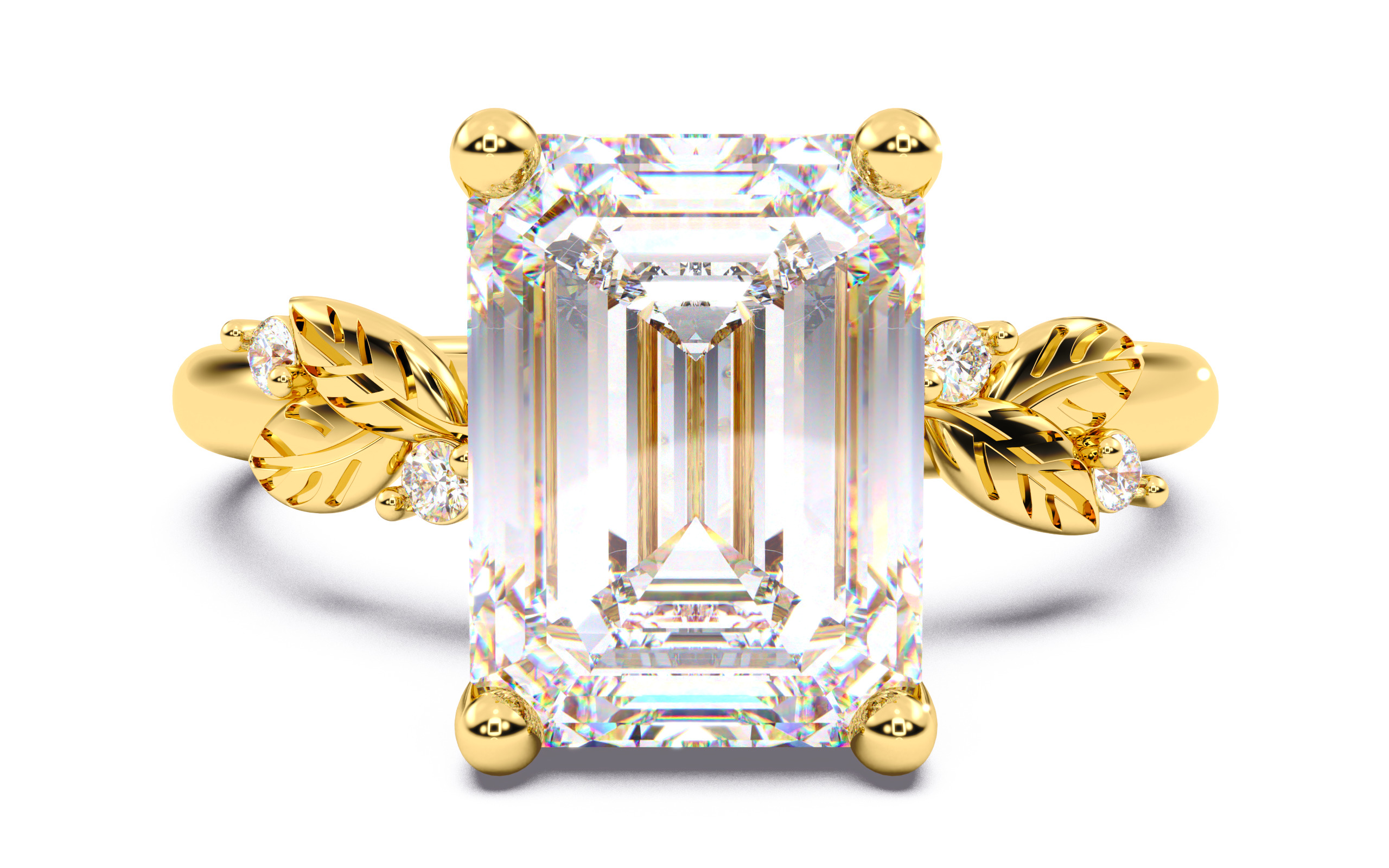 Emerald Diamond Solitaire Ring 3D print model 3D print model_13