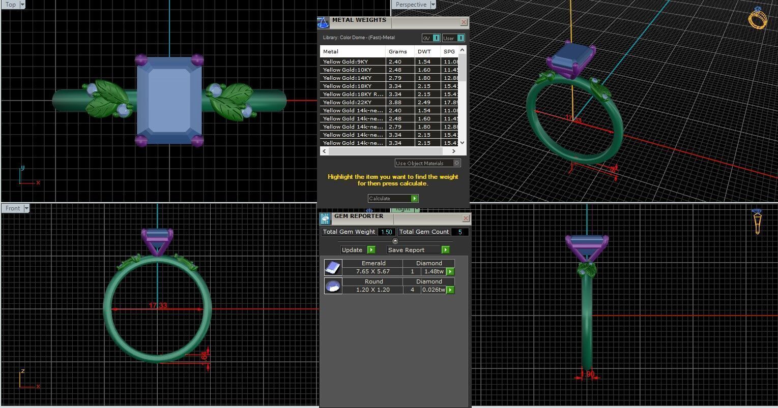 Emerald Diamond Solitaire Ring 3D print model 3D print model_25
