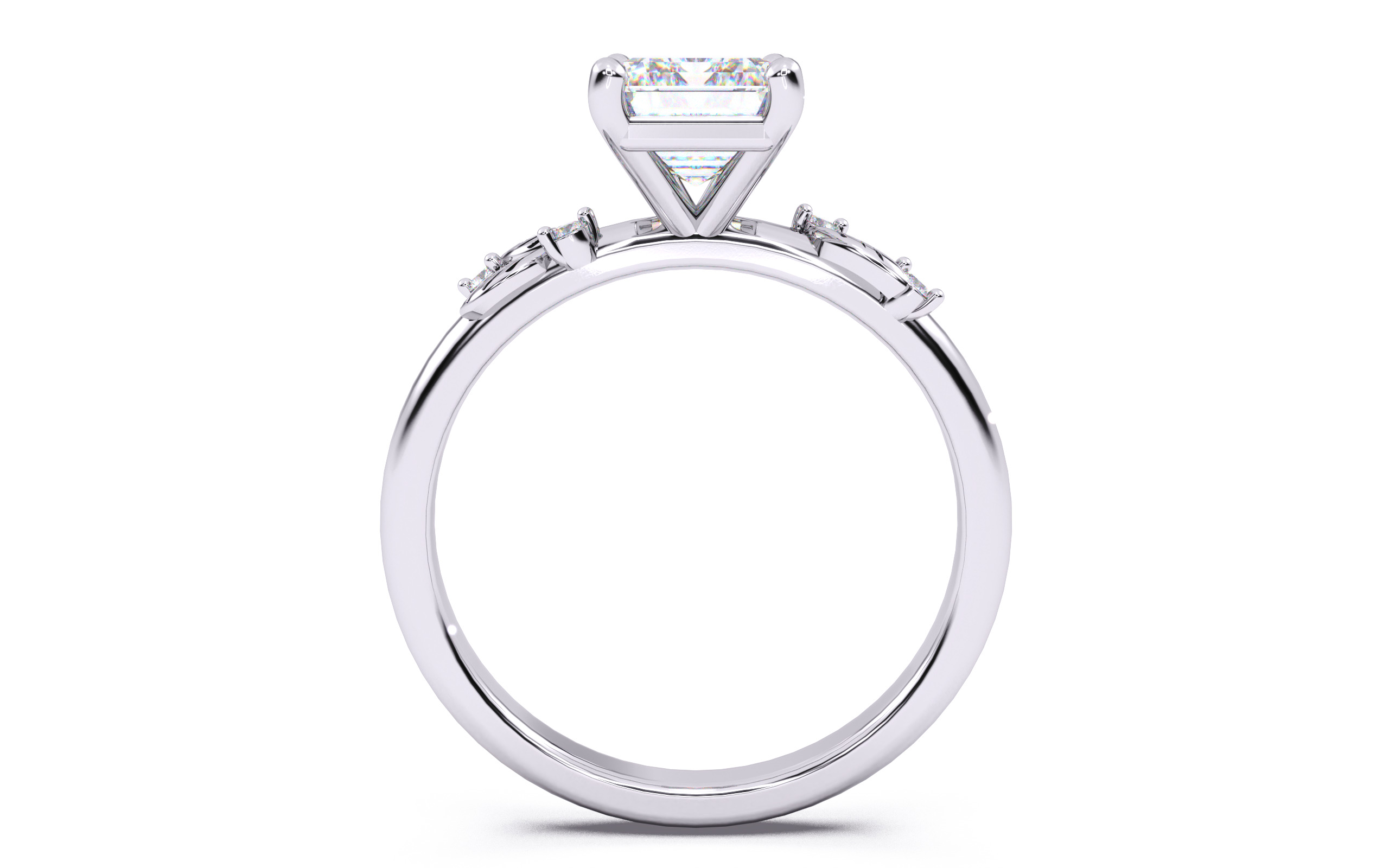 Emerald Diamond Solitaire Ring 3D print model 3D print model_3
