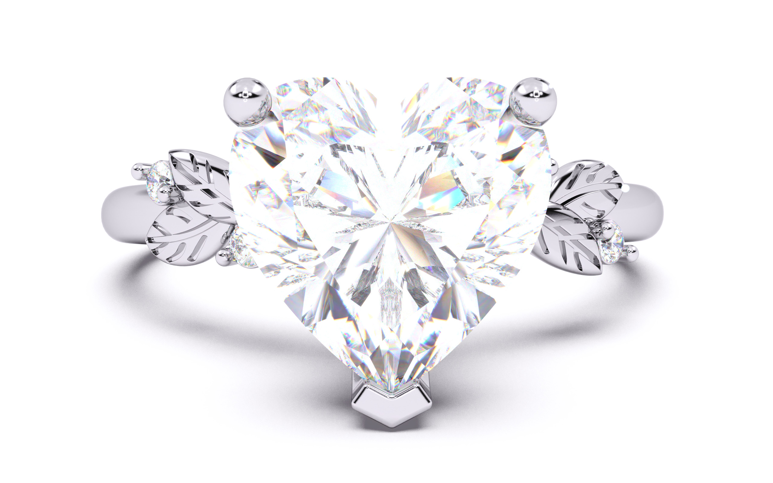 Heart Diamond Solitaire Ring 3D print model 3D print model_19