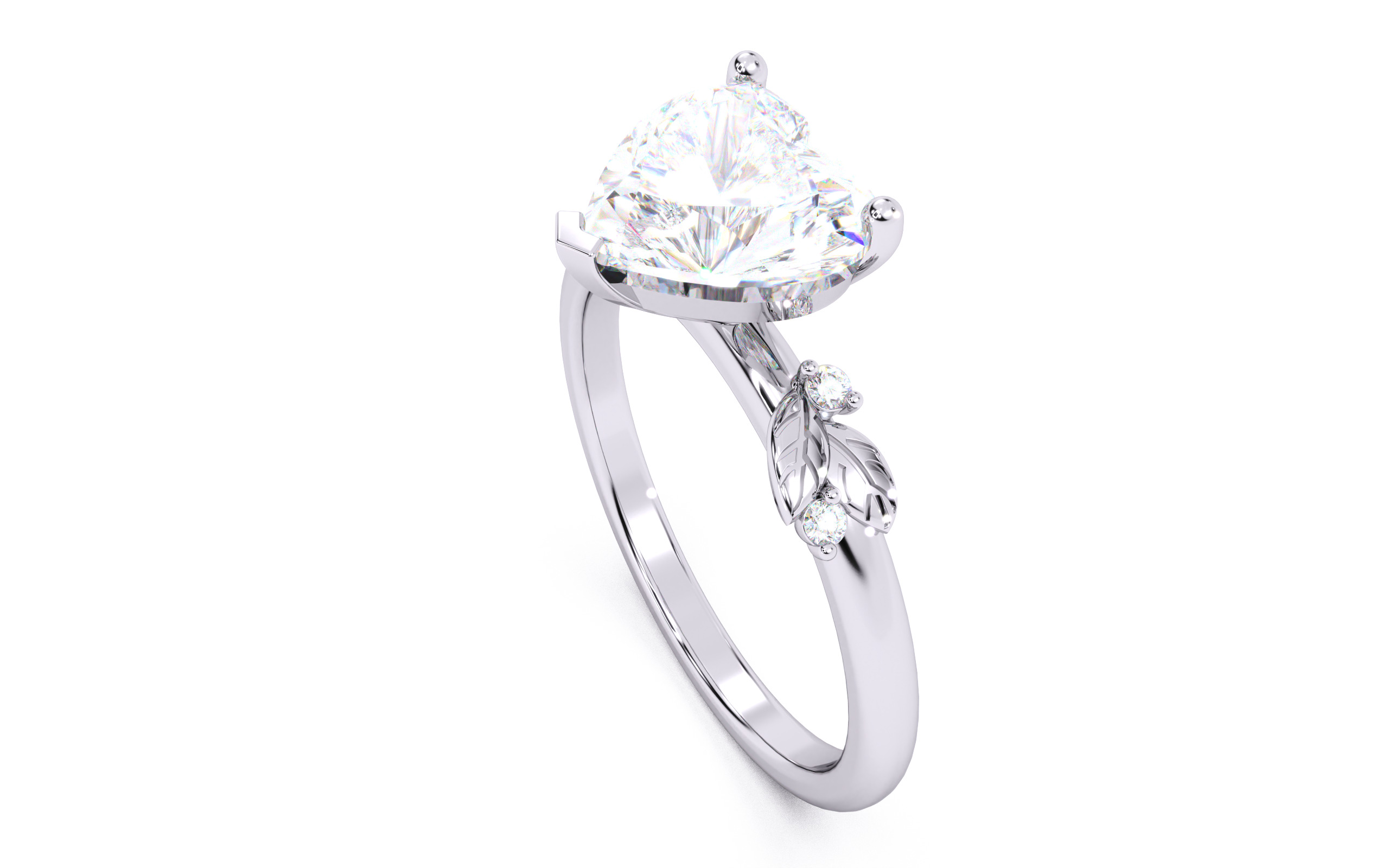 Heart Diamond Solitaire Ring 3D print model 3D print model_9