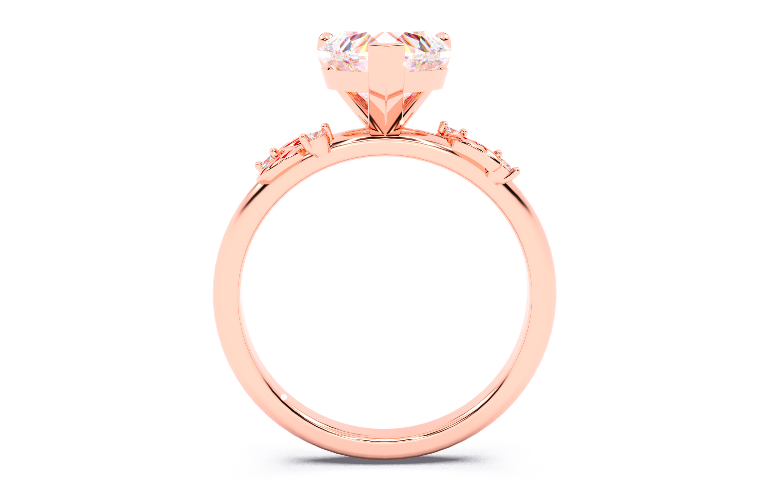 Heart Diamond Solitaire Ring 3D print model 3D print model_23