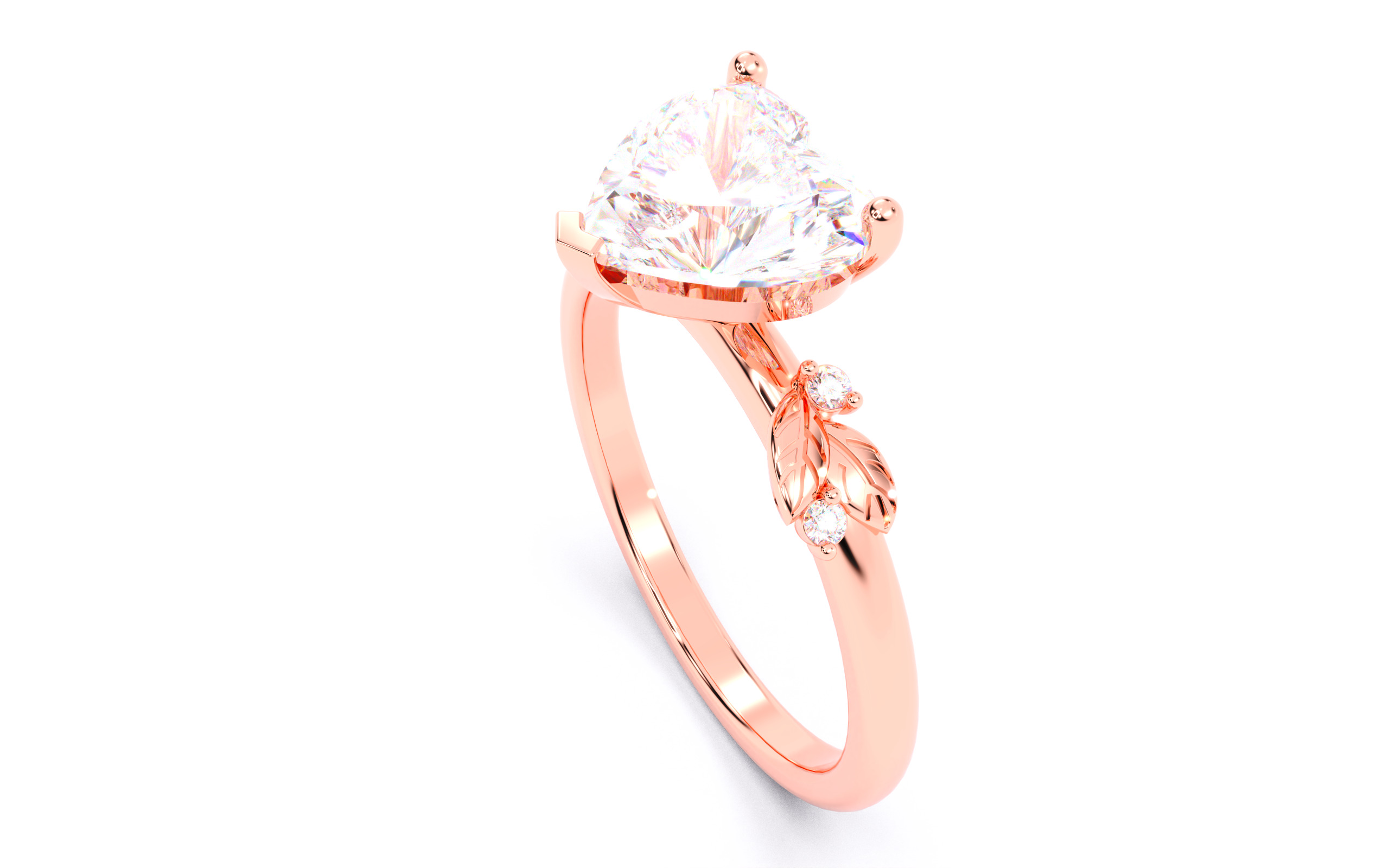 Heart Diamond Solitaire Ring 3D print model 3D print model_10