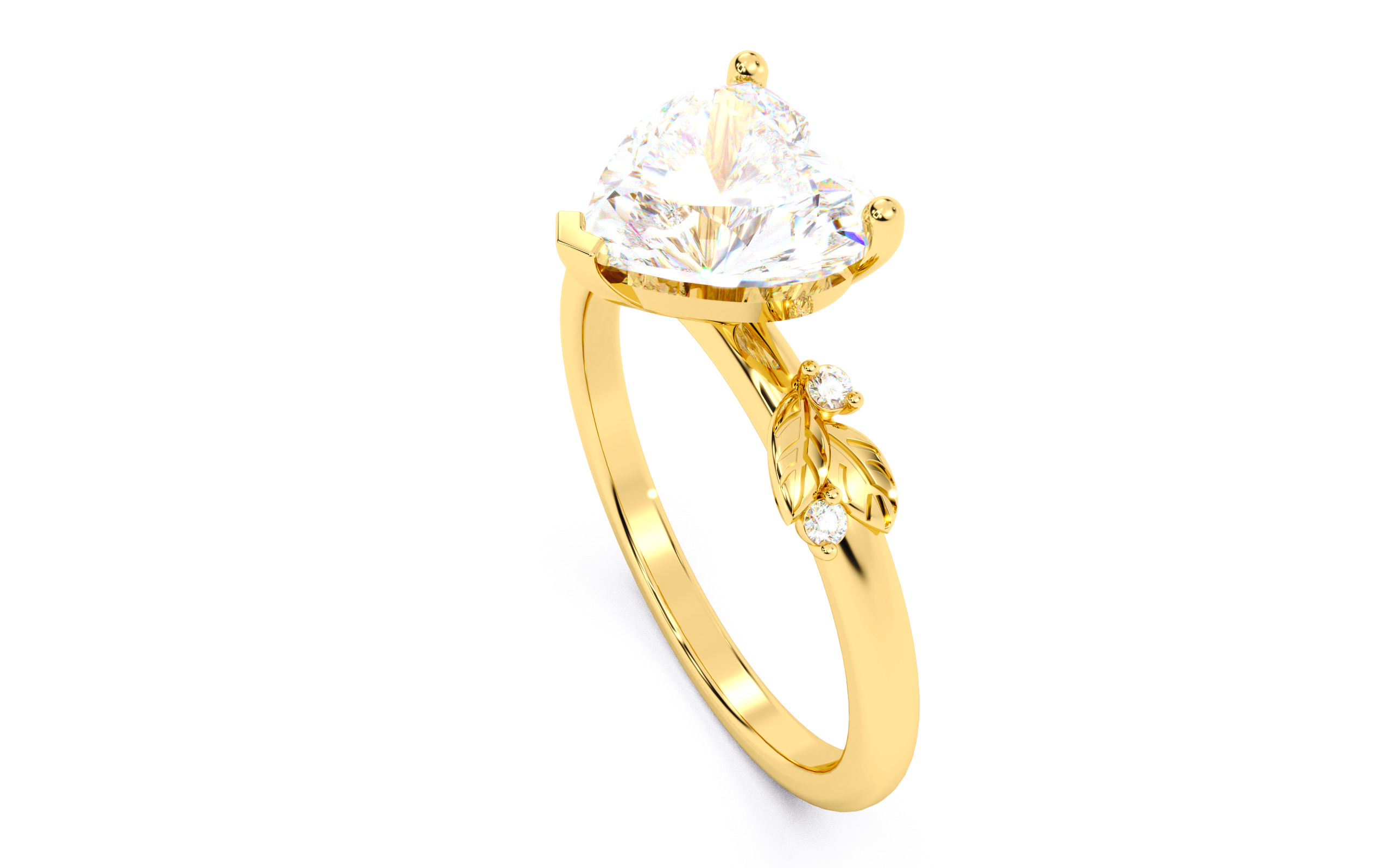 Heart Diamond Solitaire Ring 3D print model 3D print model_7