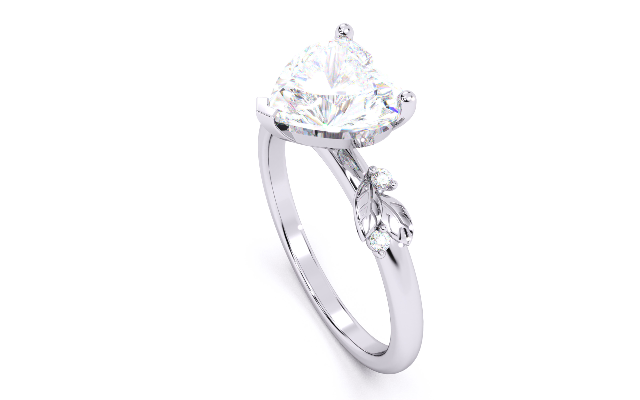 Heart Diamond Solitaire Ring 3D print model 3D print model_8