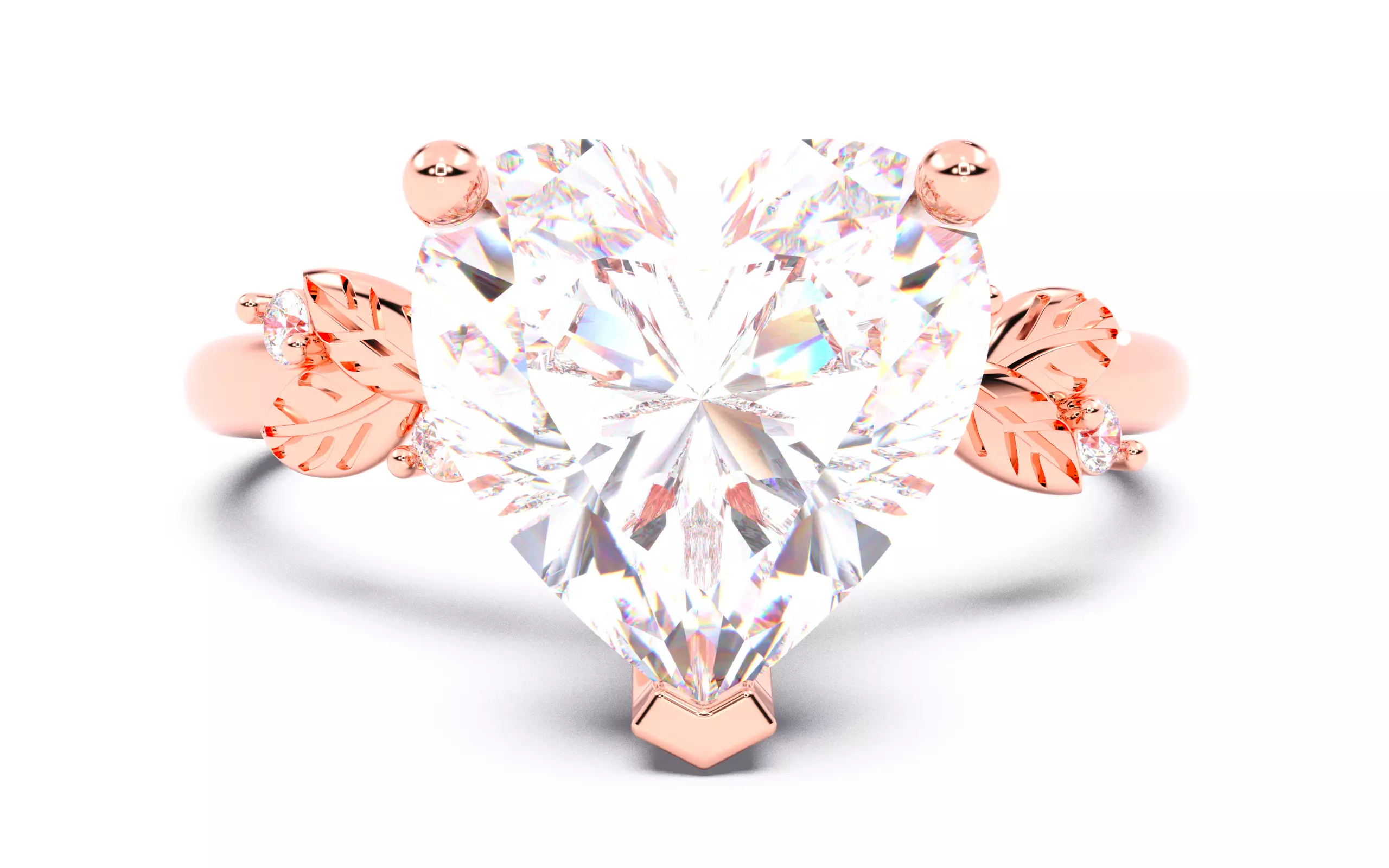 Heart Diamond Solitaire Ring 3D print model 3D print model_0