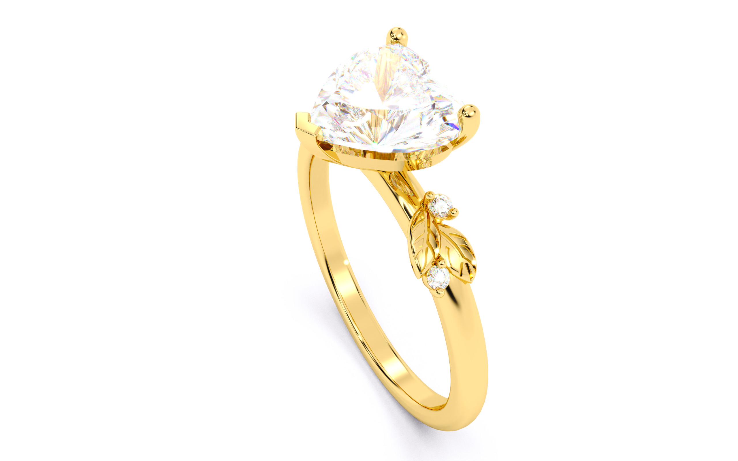 Heart Diamond Solitaire Ring 3D print model 3D print model_6