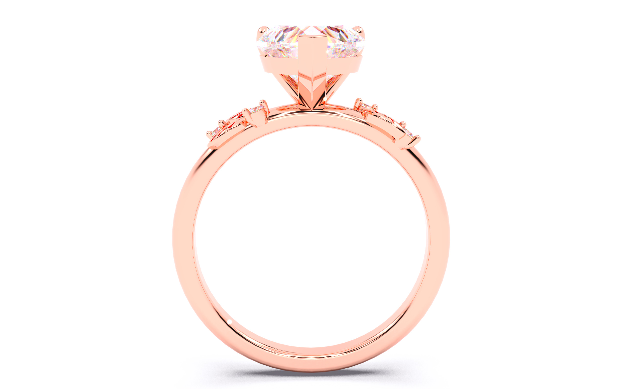 Heart Diamond Solitaire Ring 3D print model 3D print model_22