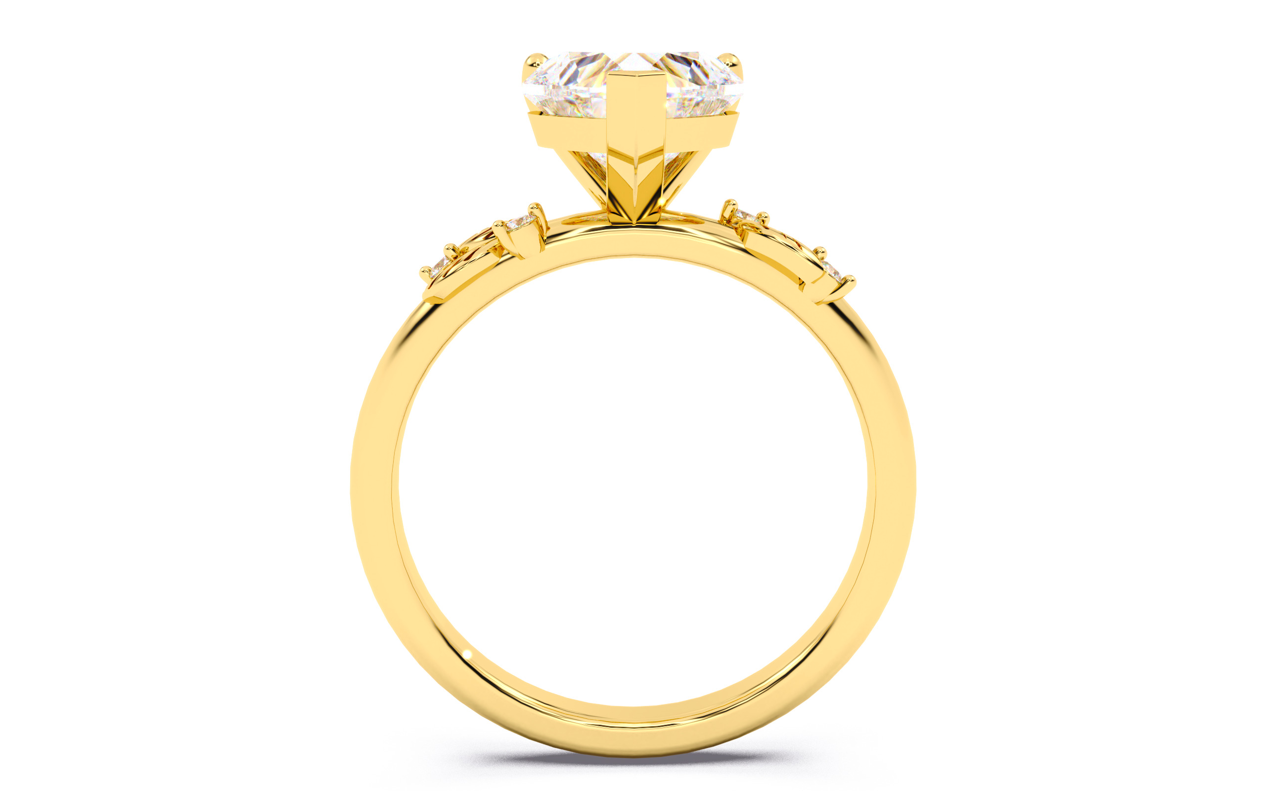 Heart Diamond Solitaire Ring 3D print model 3D print model_5