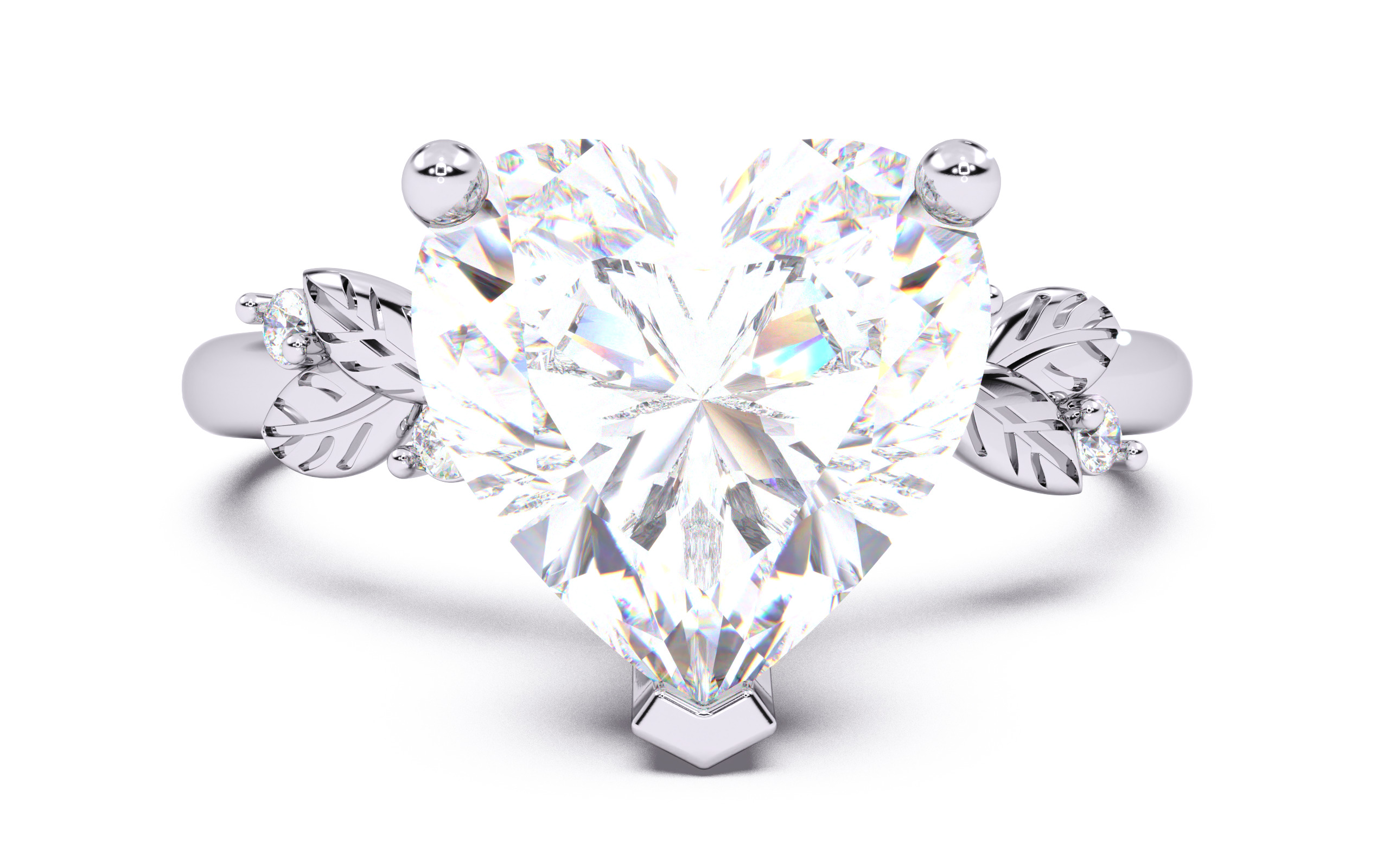 Heart Diamond Solitaire Ring 3D print model 3D print model_20