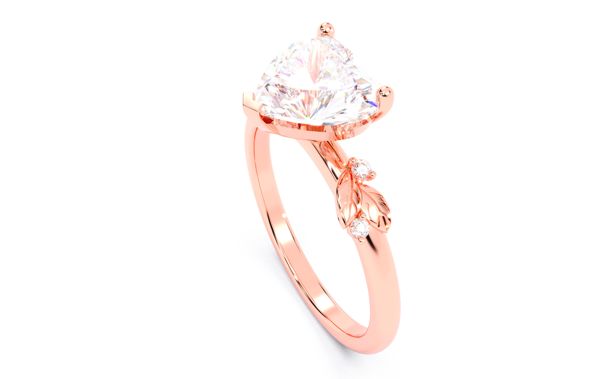 Heart Diamond Solitaire Ring 3D print model 3D print model_11