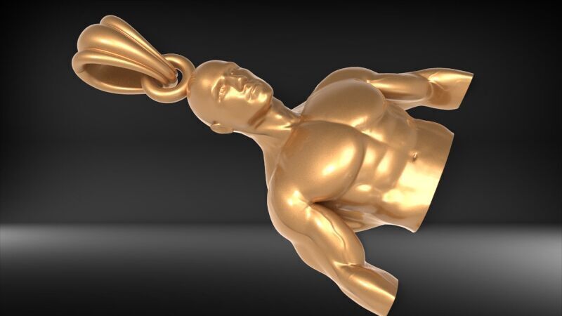 Bodybuilder pendant 3D print model_7