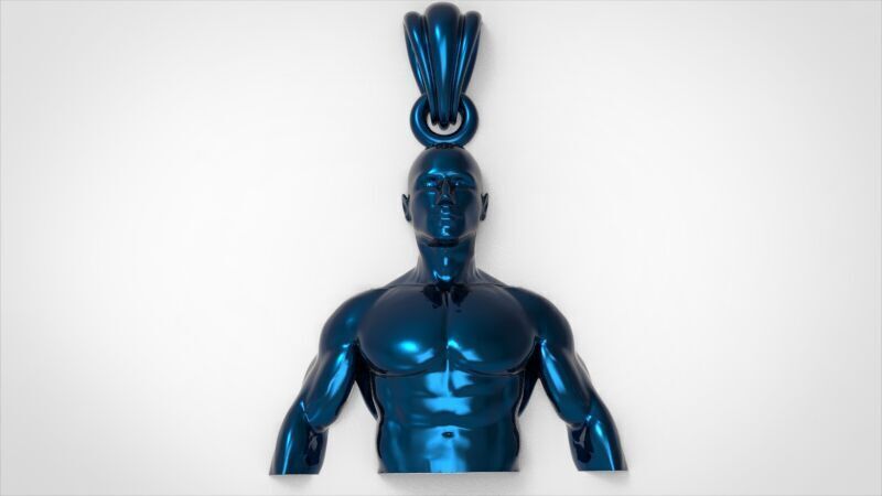 Bodybuilder pendant 3D print model_22