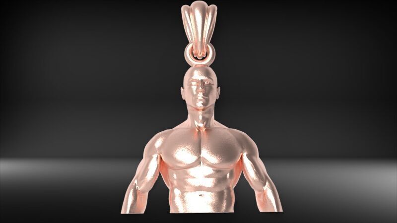 Bodybuilder pendant 3D print model_17