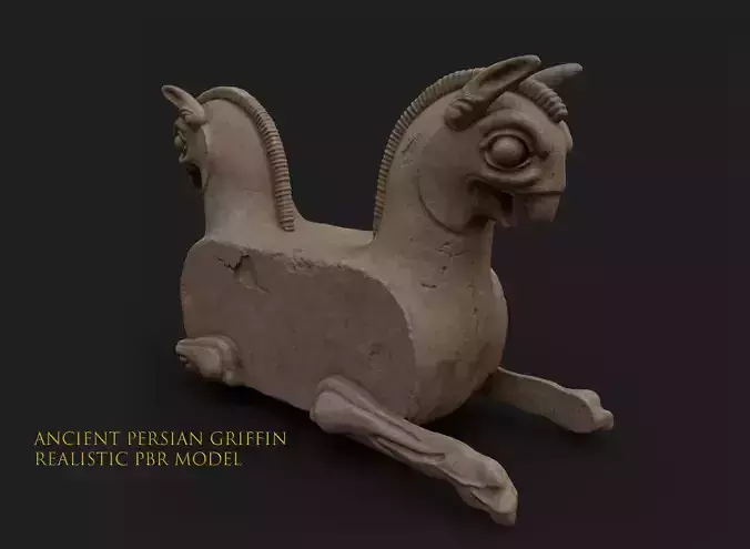 Ancient Persian Griffin Statue Low-poly 3D model