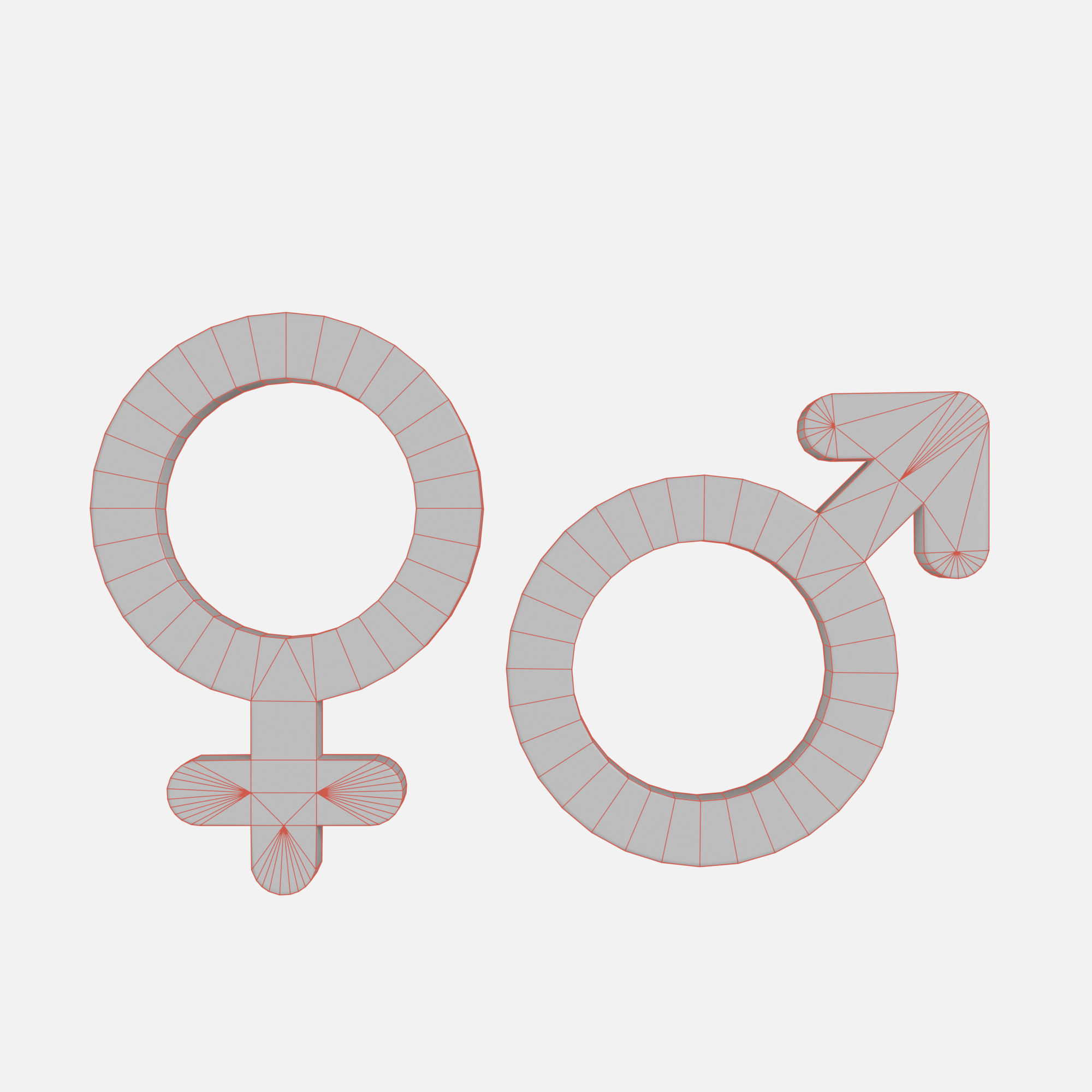 Genders symbols Old Metal Low-poly 3D model_5