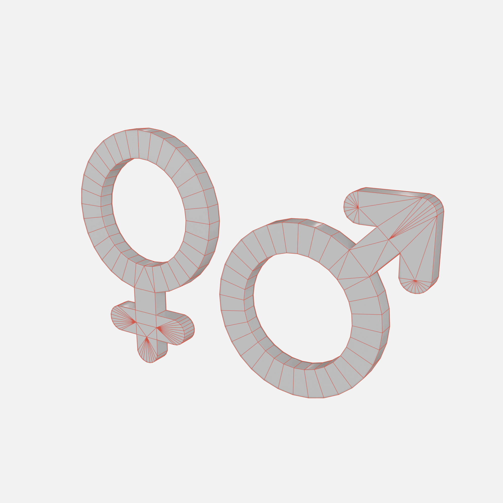 Genders symbols Old Metal Low-poly 3D model_6