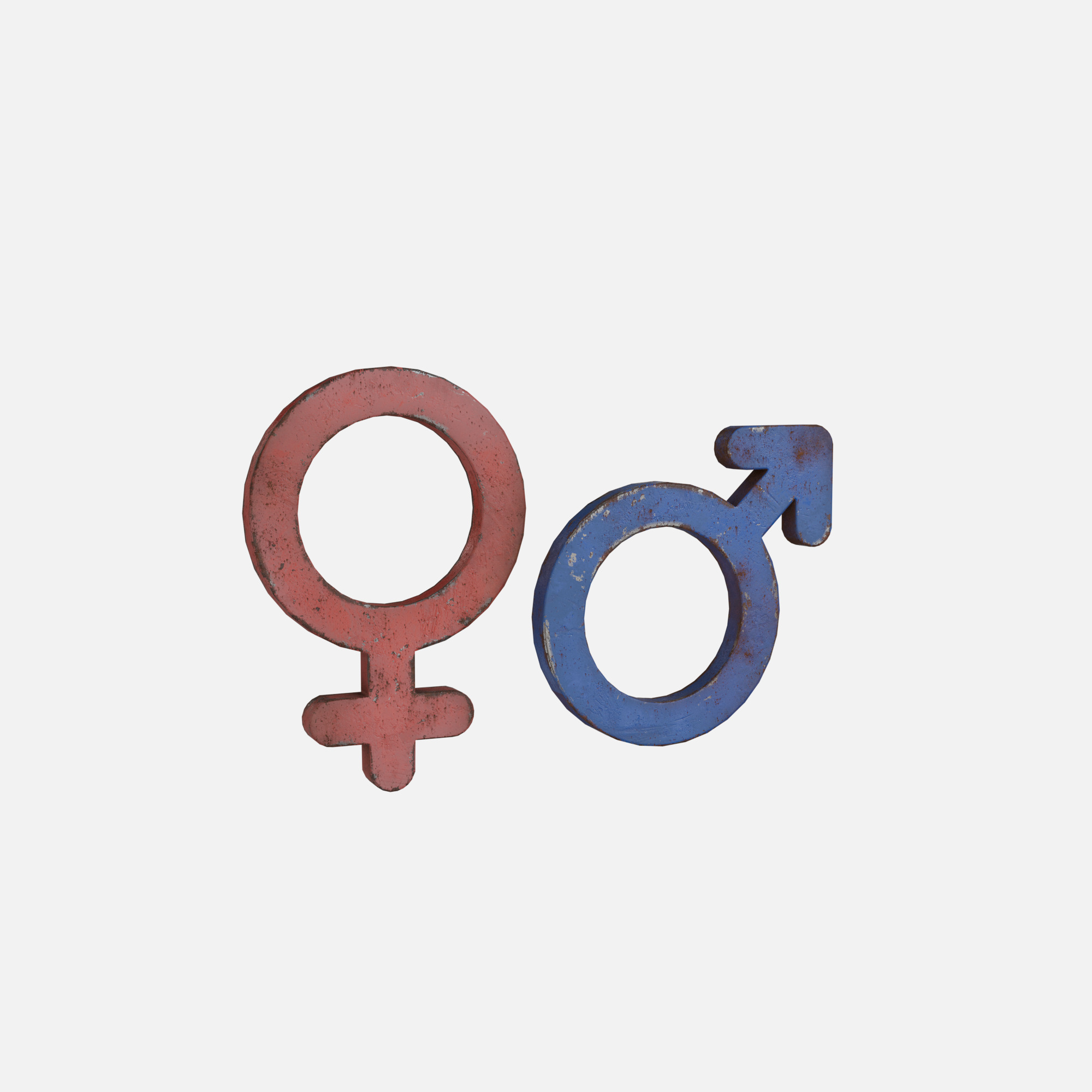 Genders symbols Old Metal Low-poly 3D model_4