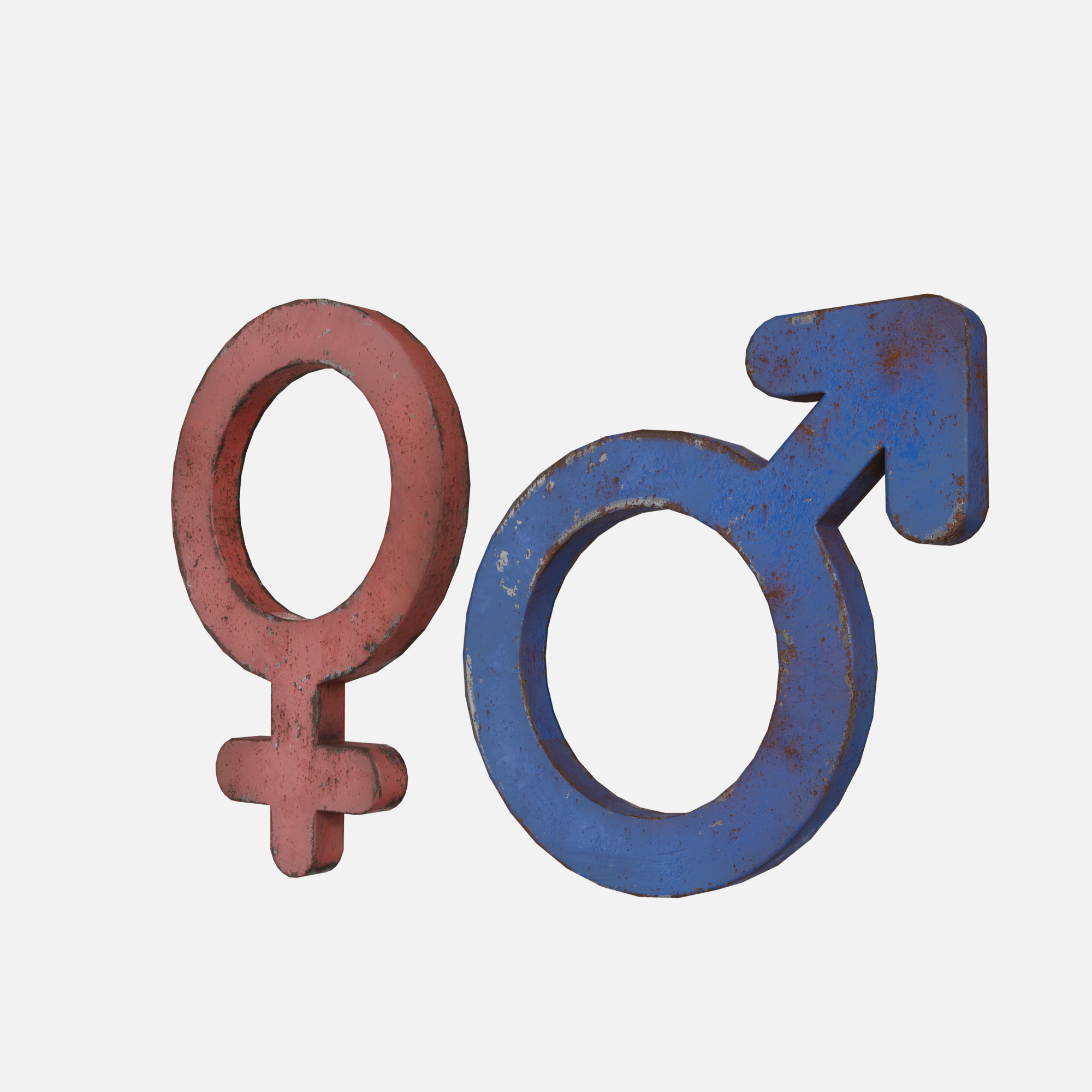 Genders symbols Old Metal Low-poly 3D model_1