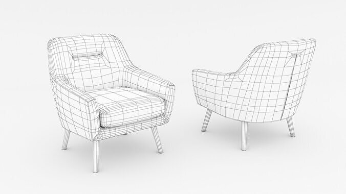 Nordic lounge armchair and lamp Low-poly 3D model 7