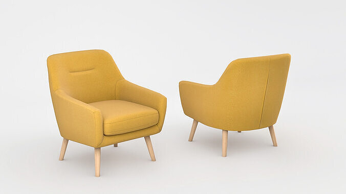 Nordic lounge armchair and lamp Low-poly 3D model 6