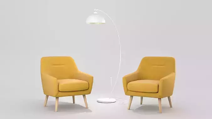 Nordic lounge armchair and lamp