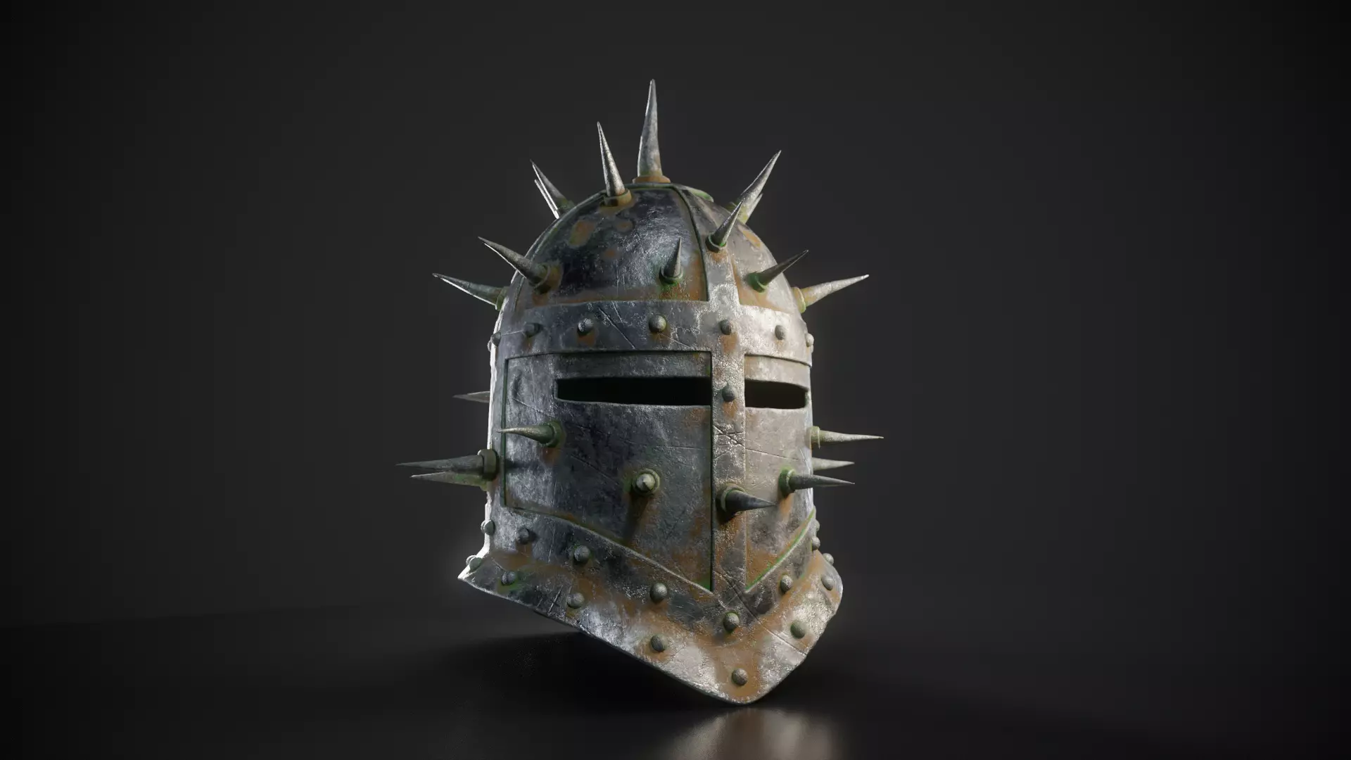 Spiked Great Helm Low-poly 3D model