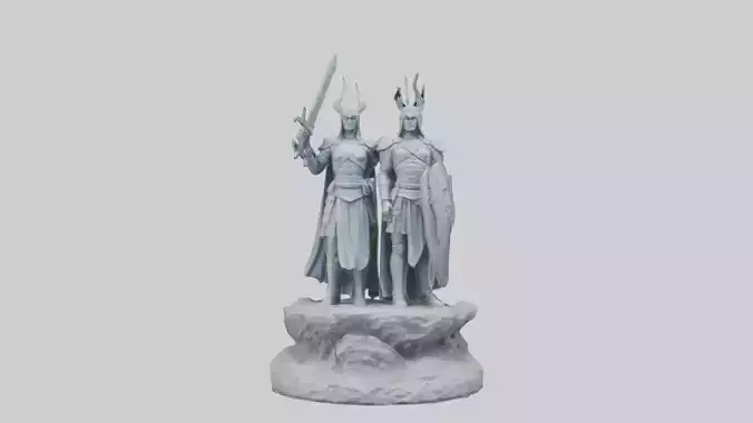 Defenders of the Realm Statue model Low-poly 3D model
