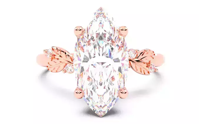 Marquise Diamond Solitaire Ring 3D print model 3D print model