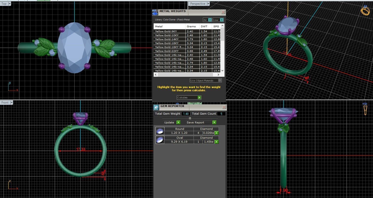 Oval Diamond Solitaire Ring 3D print model 3D print model_24