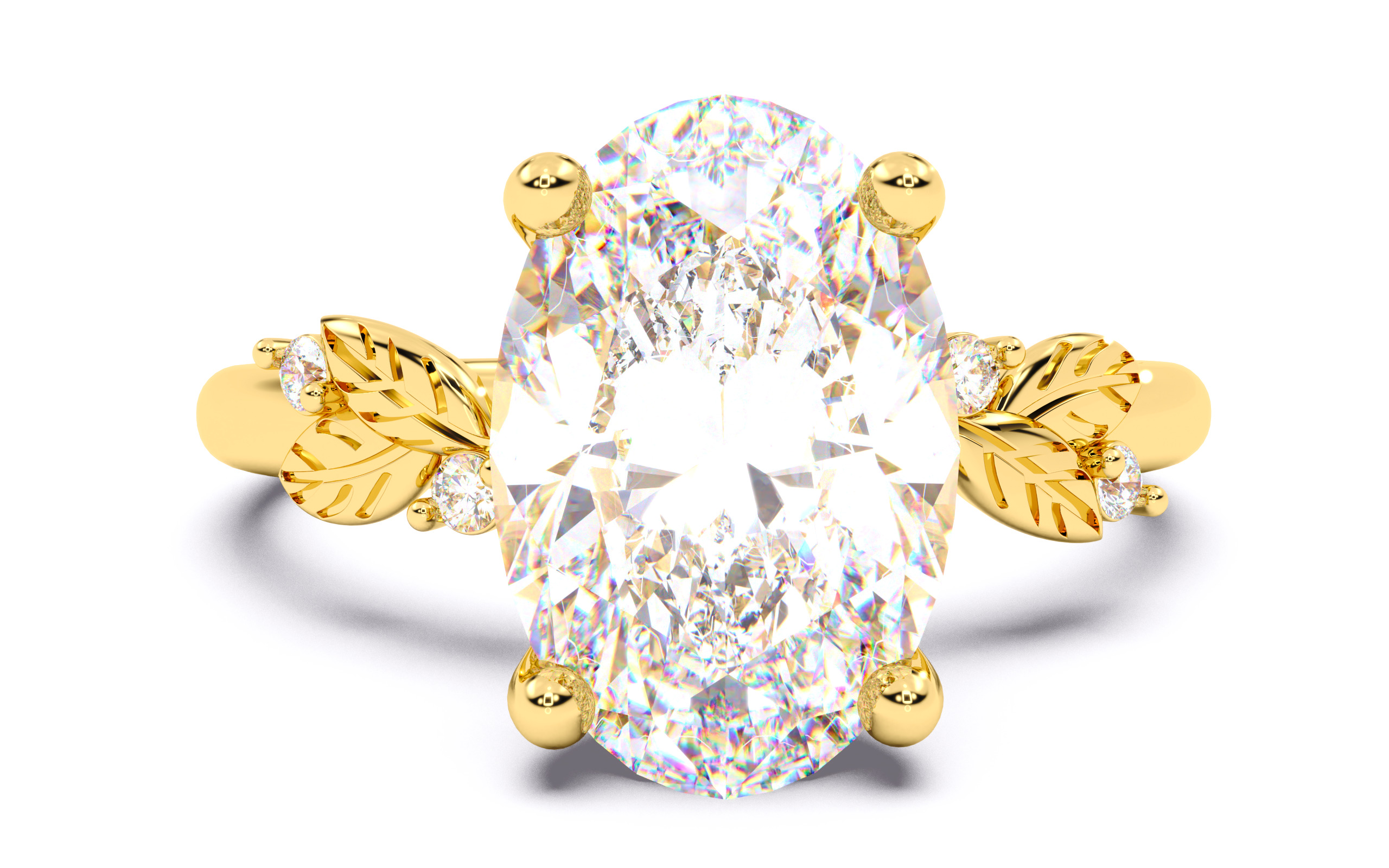 Oval Diamond Solitaire Ring 3D print model 3D print model_2