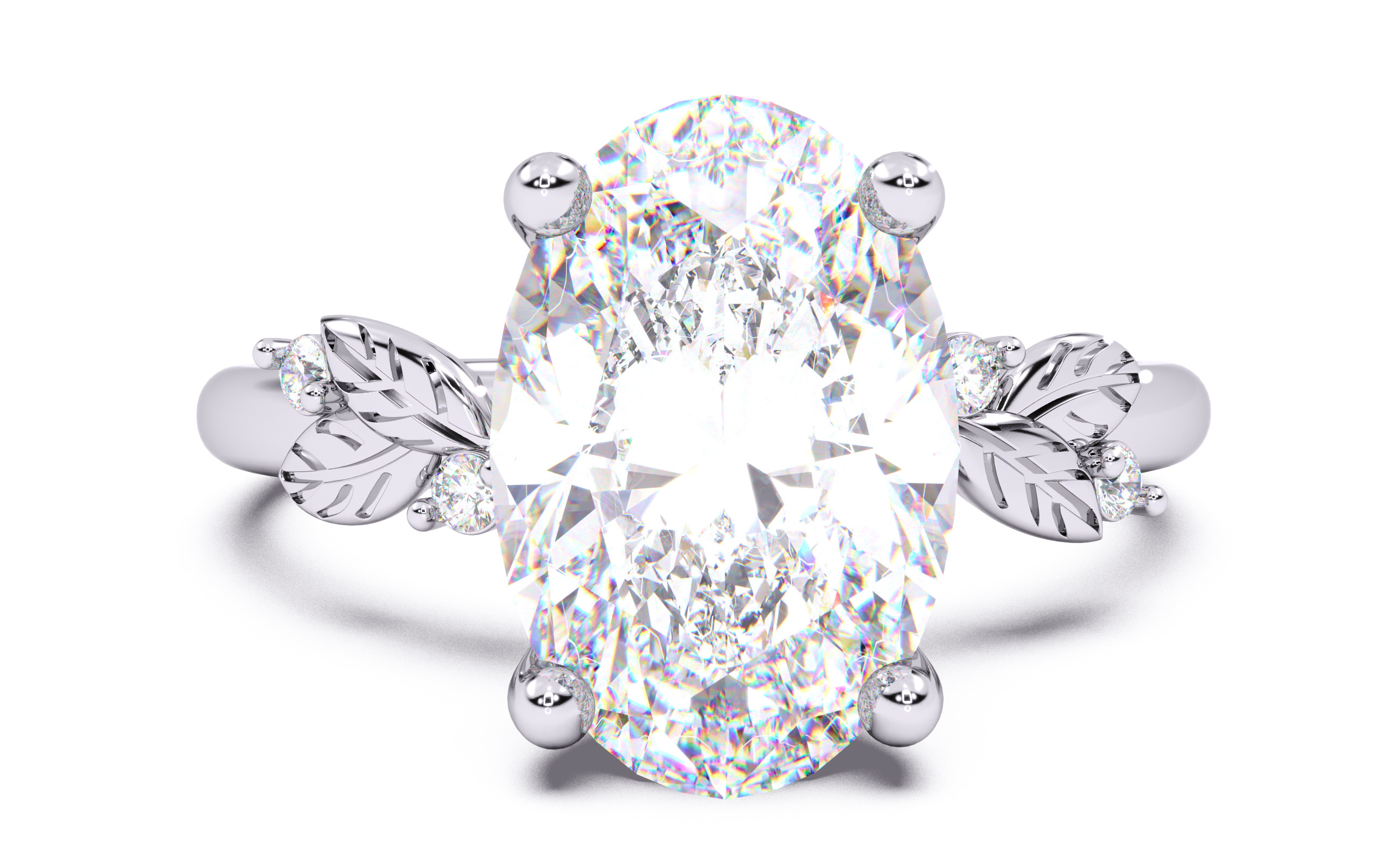 Oval Diamond Solitaire Ring 3D print model 3D print model_19