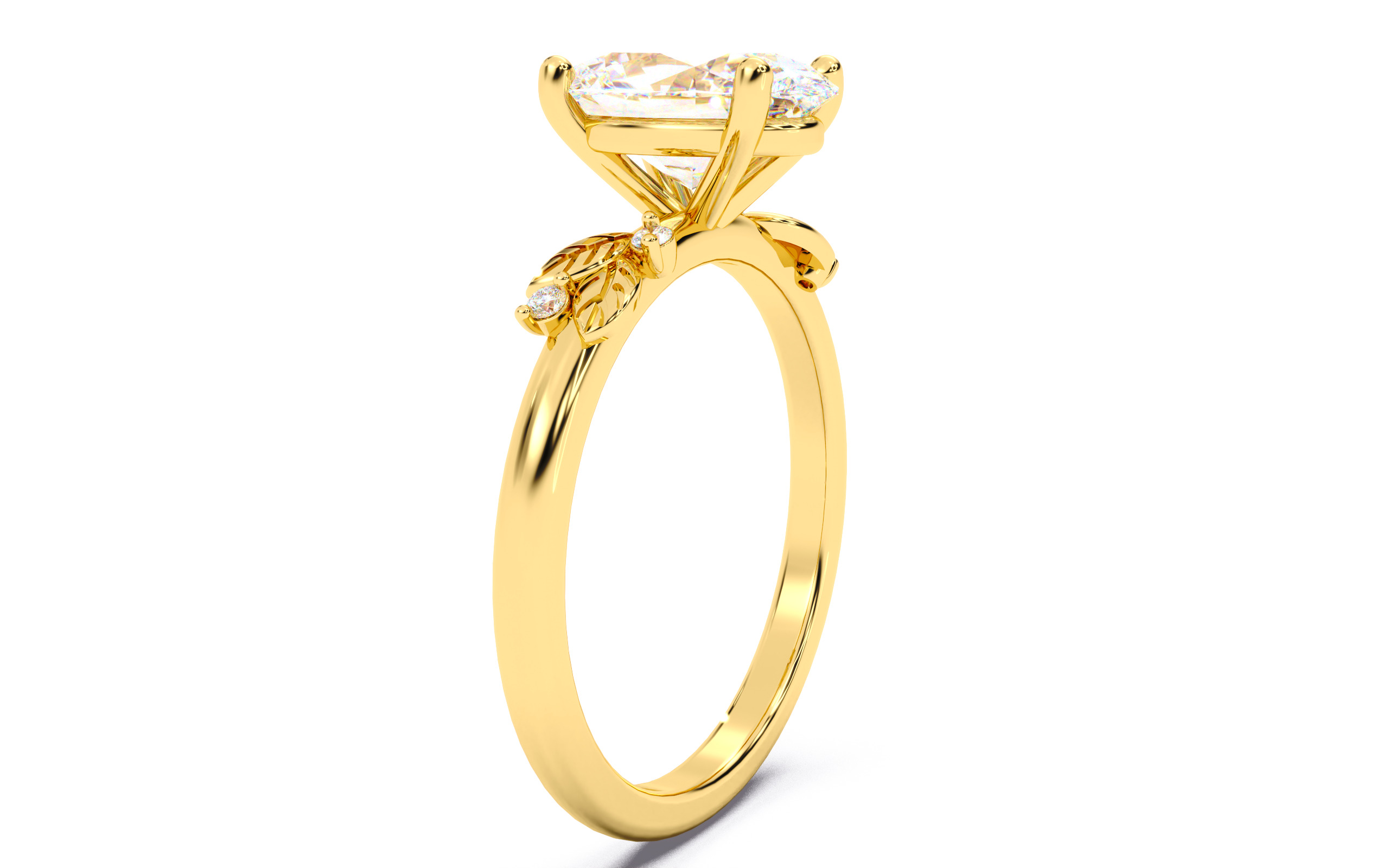 Oval Diamond Solitaire Ring 3D print model 3D print model_17