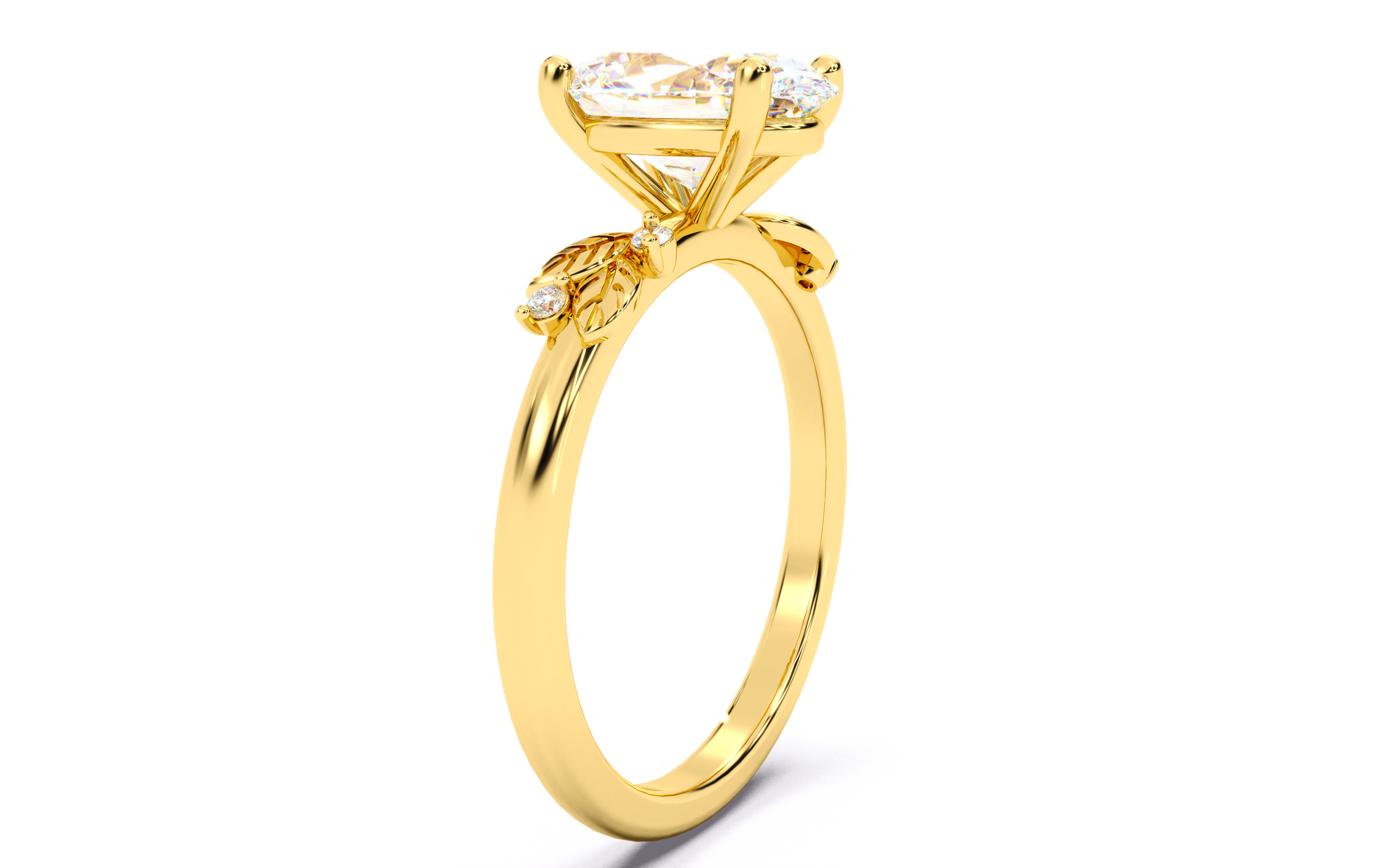 Oval Diamond Solitaire Ring 3D print model 3D print model_16