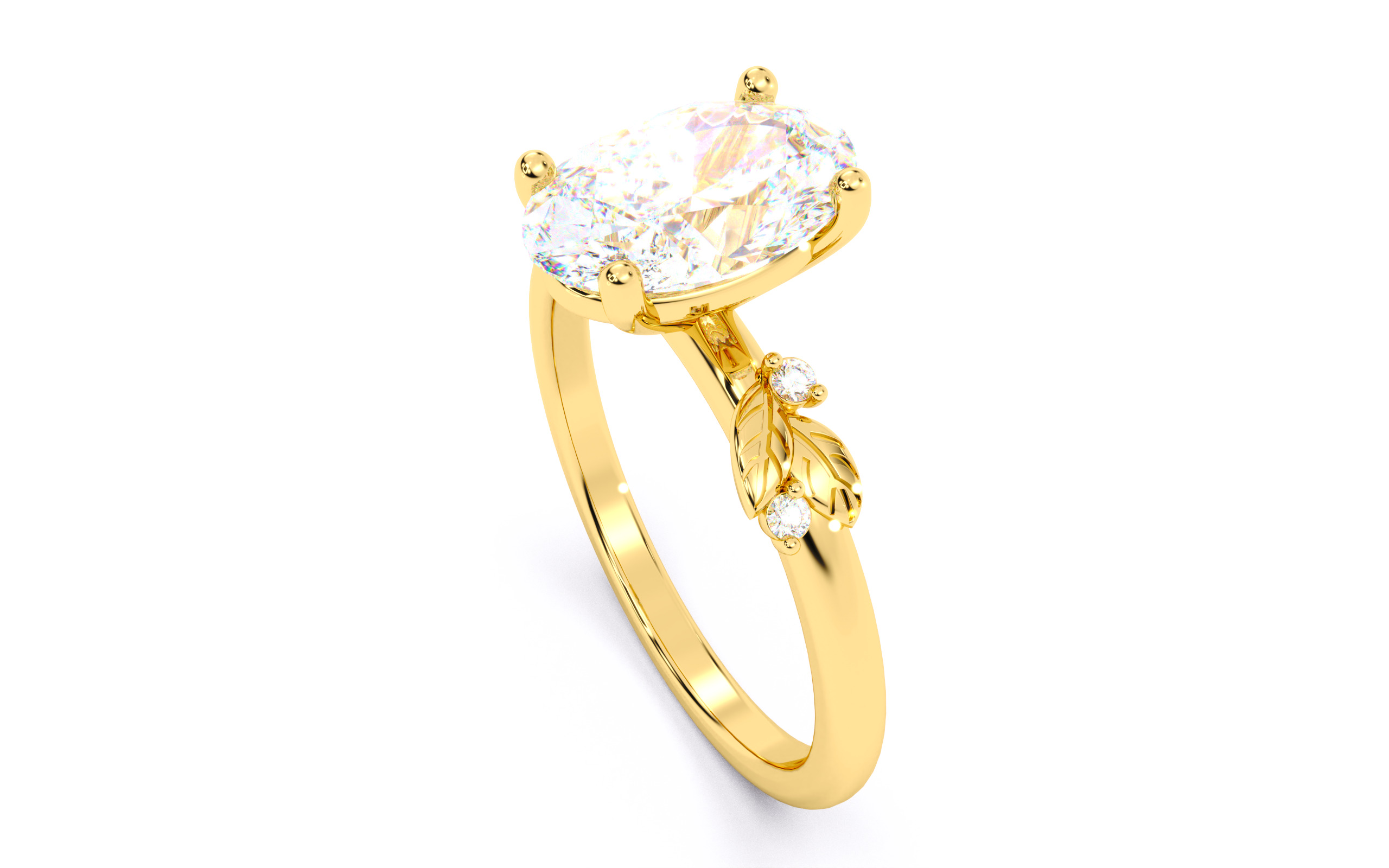 Oval Diamond Solitaire Ring 3D print model 3D print model_6