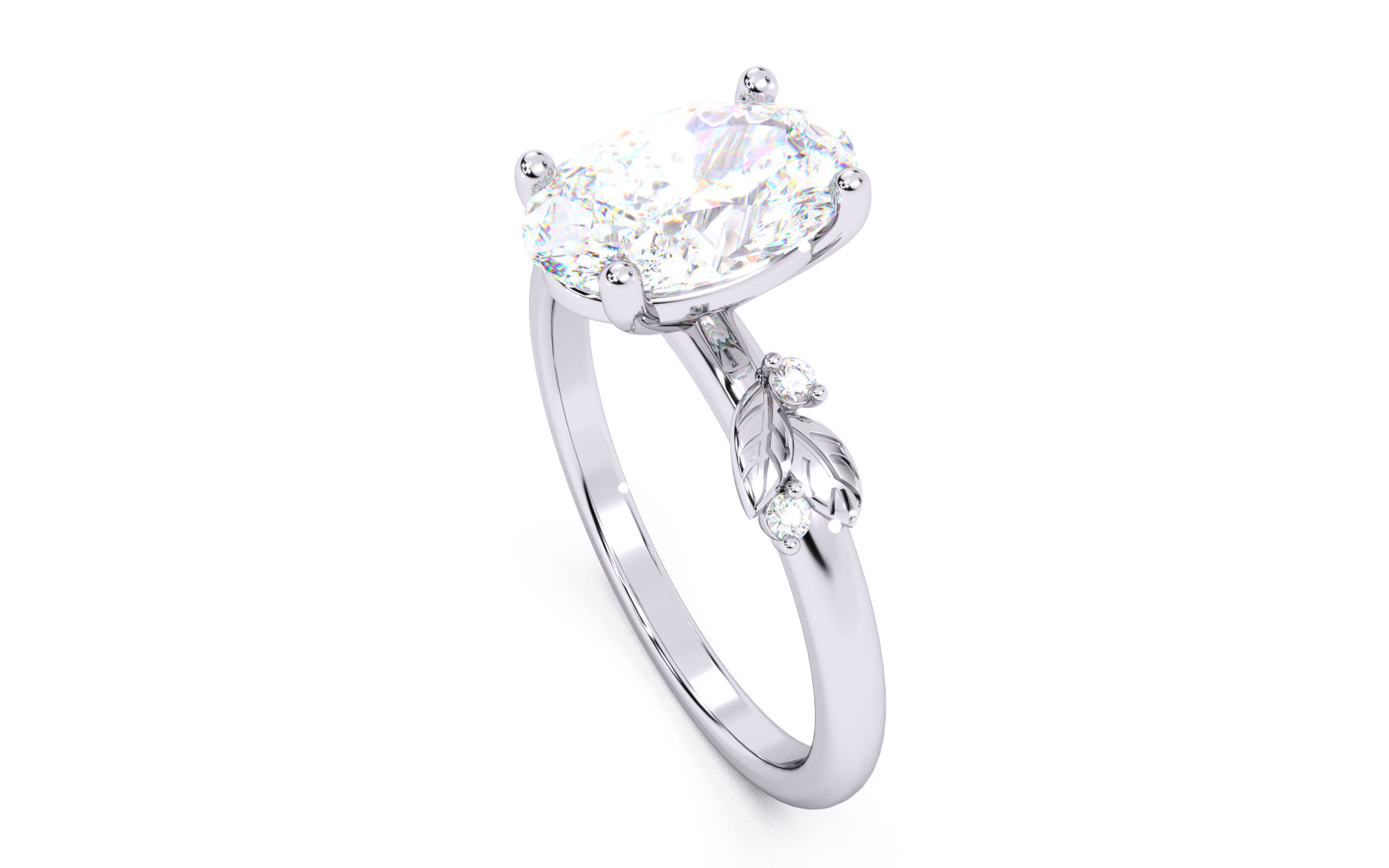 Oval Diamond Solitaire Ring 3D print model 3D print model_9