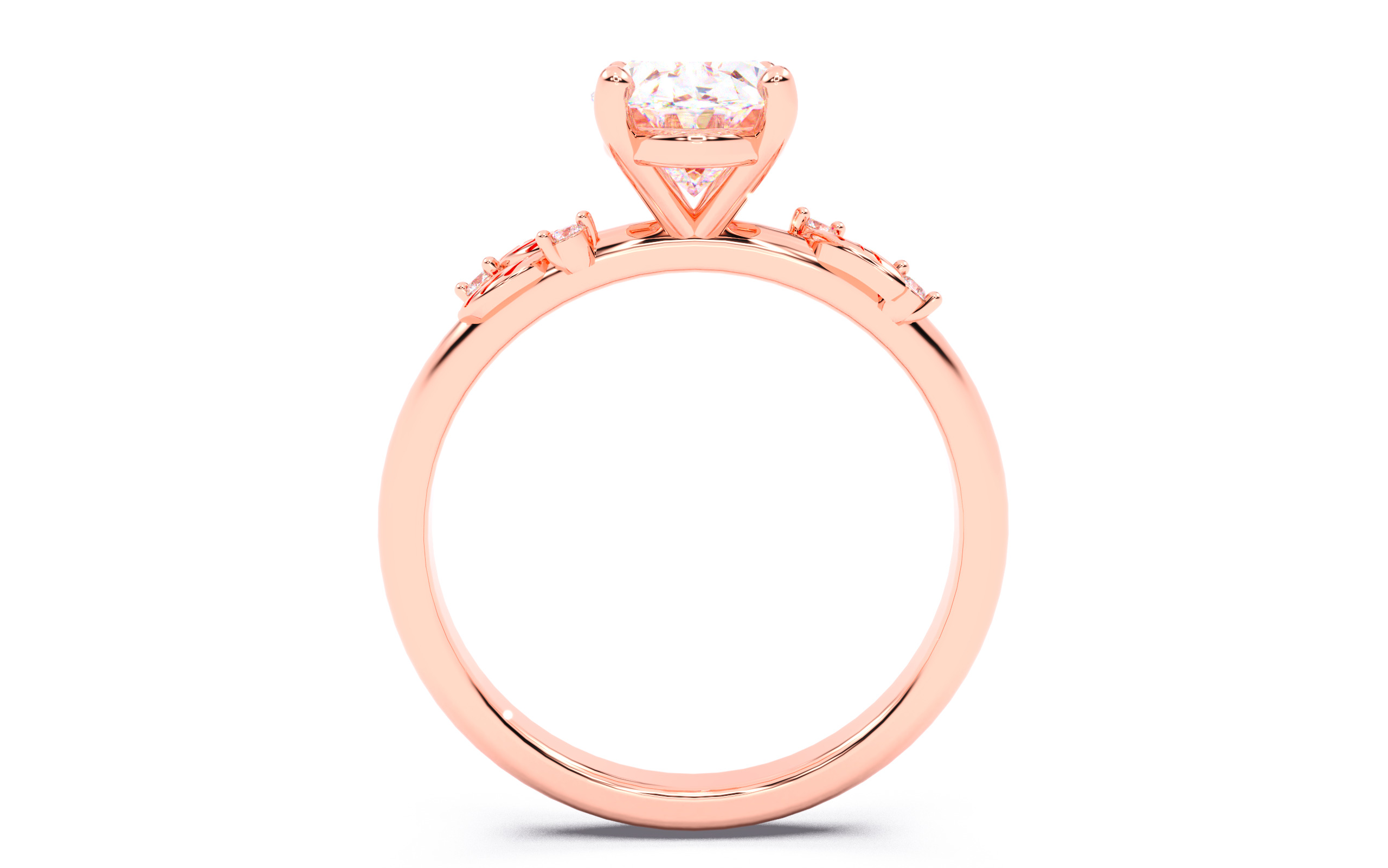 Oval Diamond Solitaire Ring 3D print model 3D print model_22
