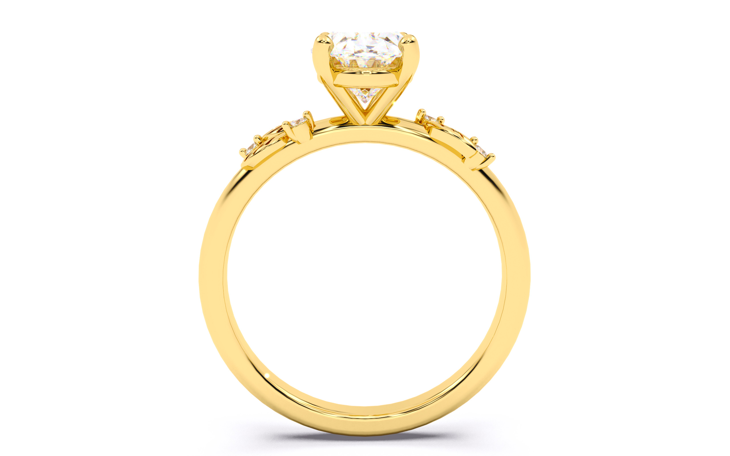 Oval Diamond Solitaire Ring 3D print model 3D print model_4
