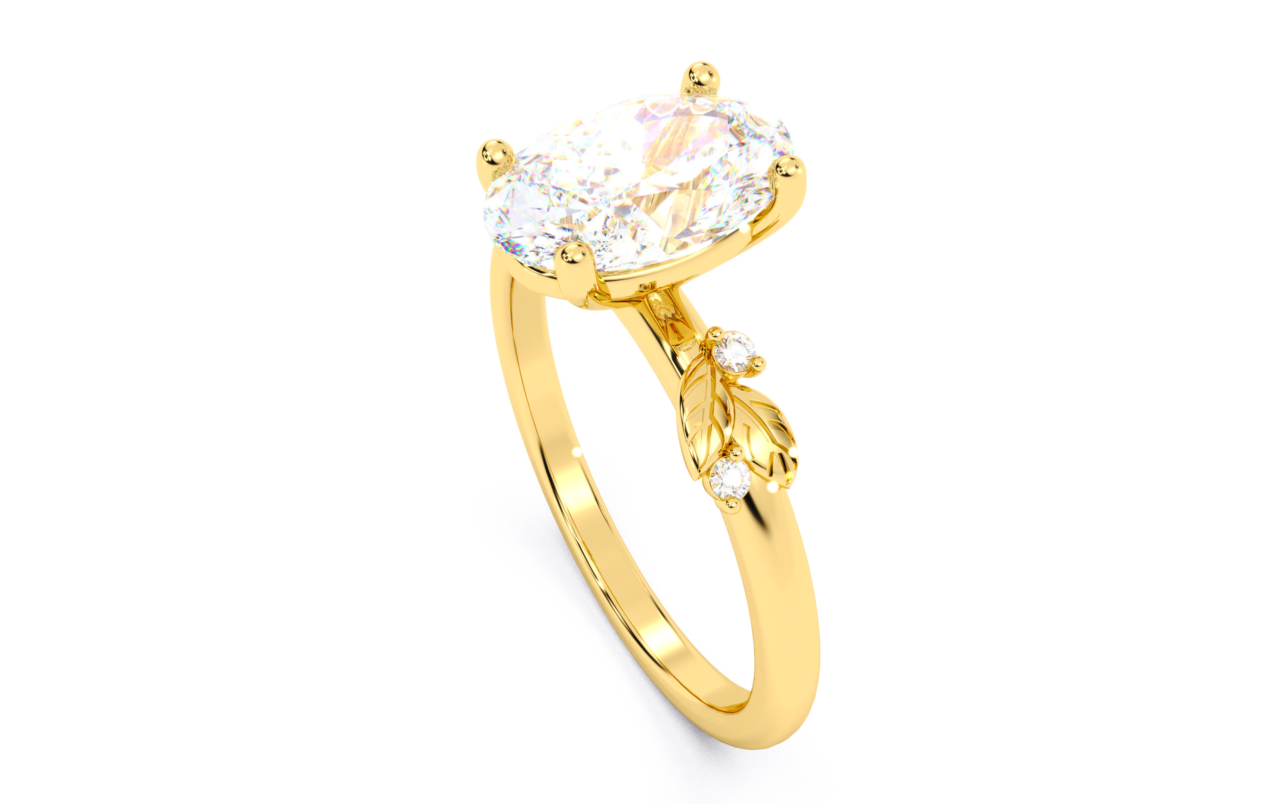 Oval Diamond Solitaire Ring 3D print model 3D print model_7