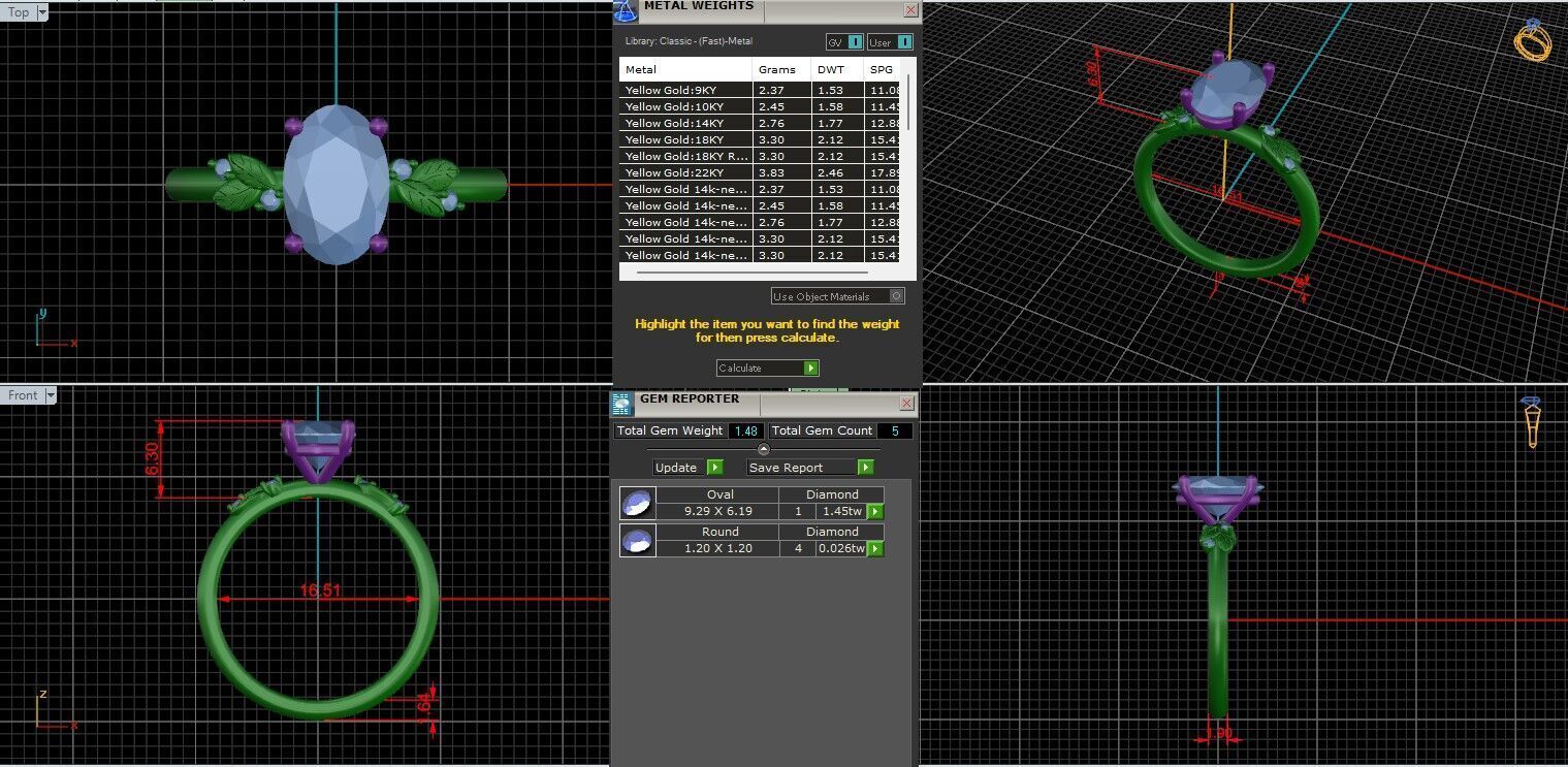 Oval Diamond Solitaire Ring 3D print model 3D print model_1