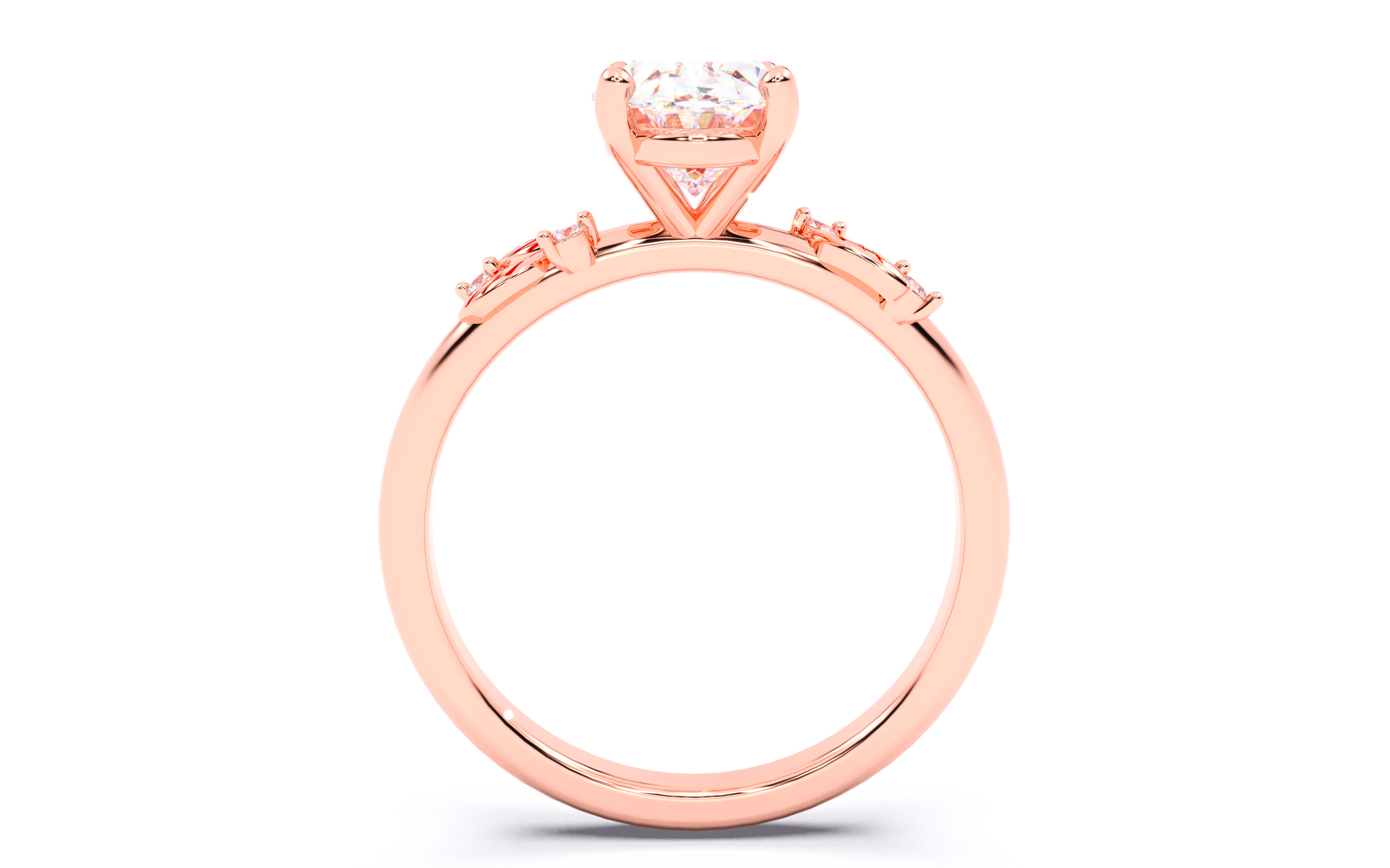 Oval Diamond Solitaire Ring 3D print model 3D print model_21