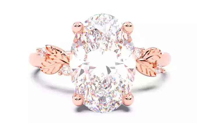 Oval Diamond Solitaire Ring 3D print model 3D print model