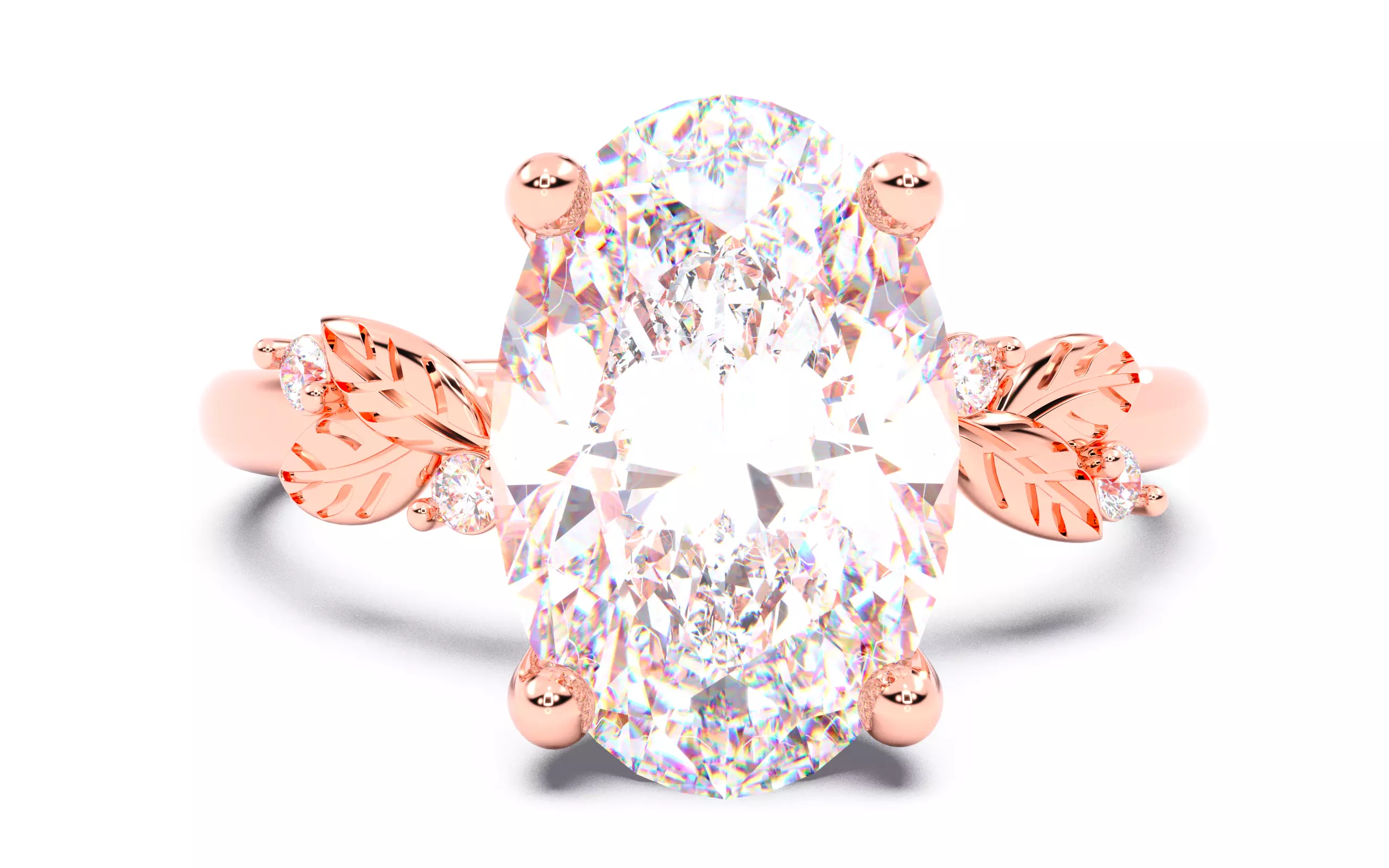 Oval Diamond Solitaire Ring 3D print model 3D print model_0