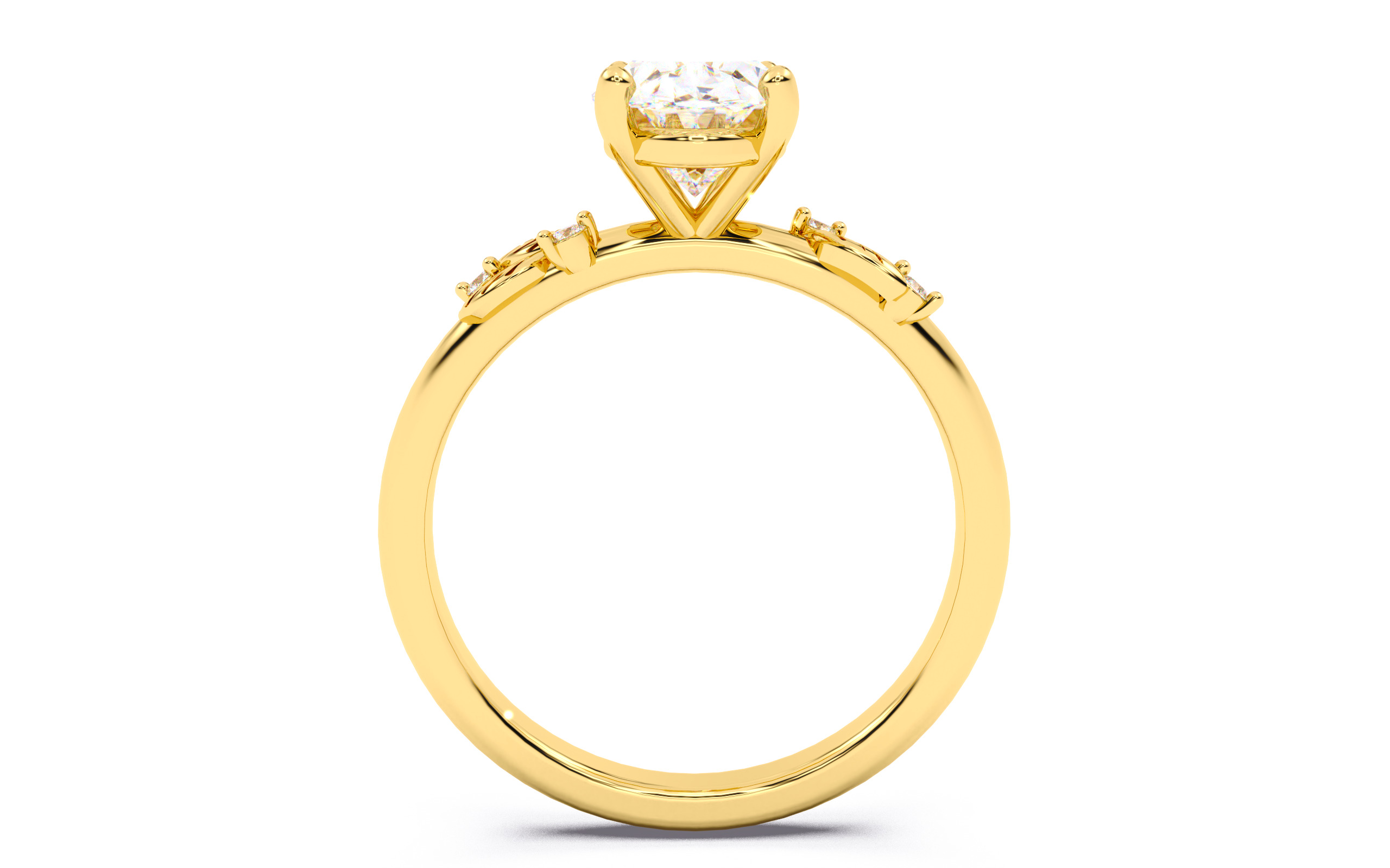 Oval Diamond Solitaire Ring 3D print model 3D print model_5