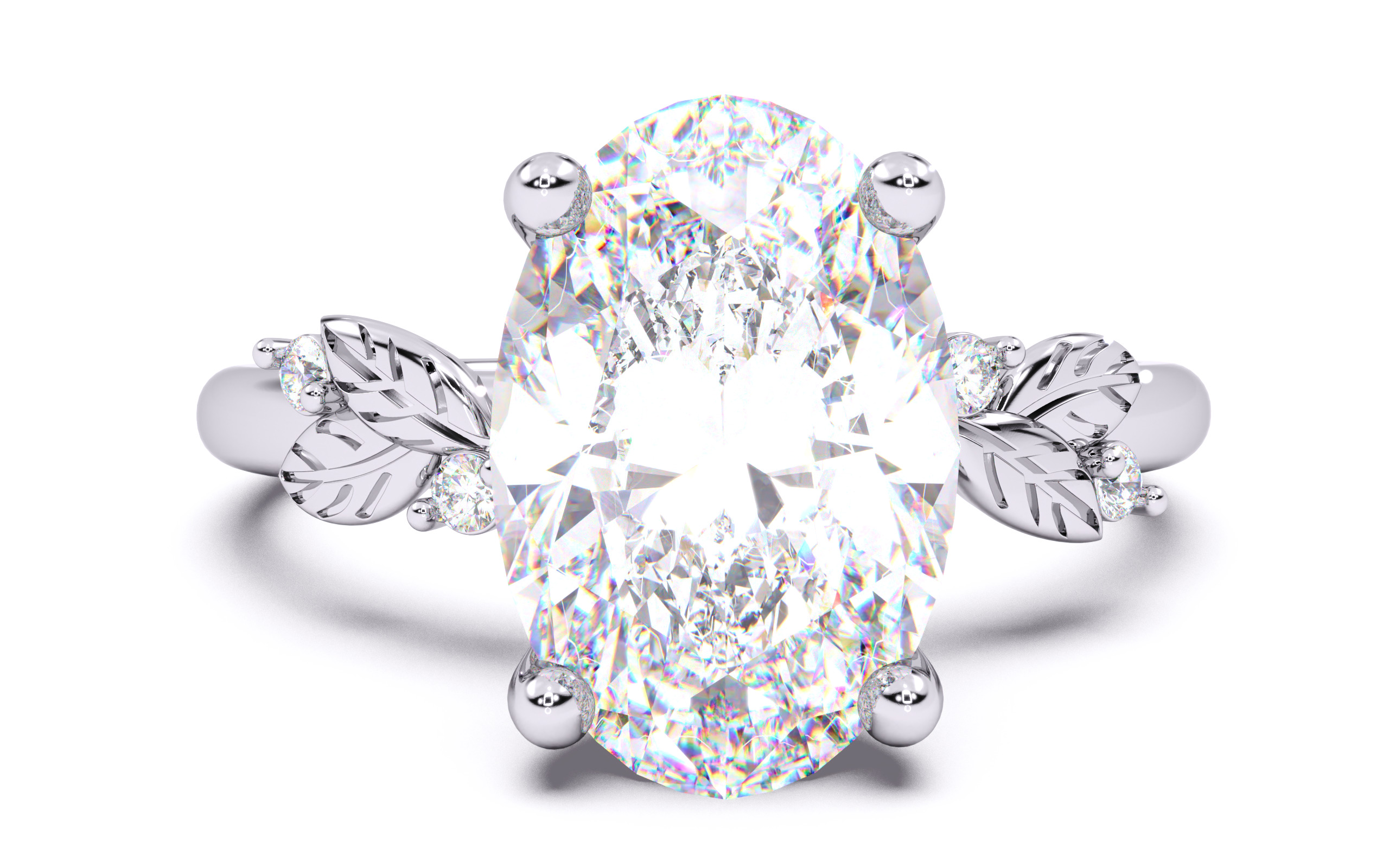 Oval Diamond Solitaire Ring 3D print model 3D print model_18