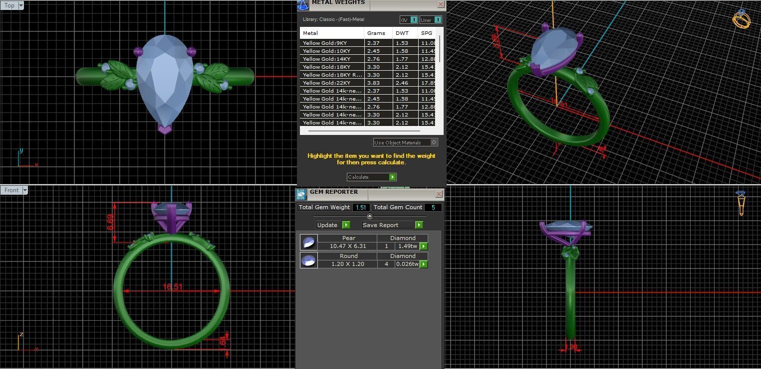 Pear Diamond Solitaire Ring 3D print model 3D print model_1