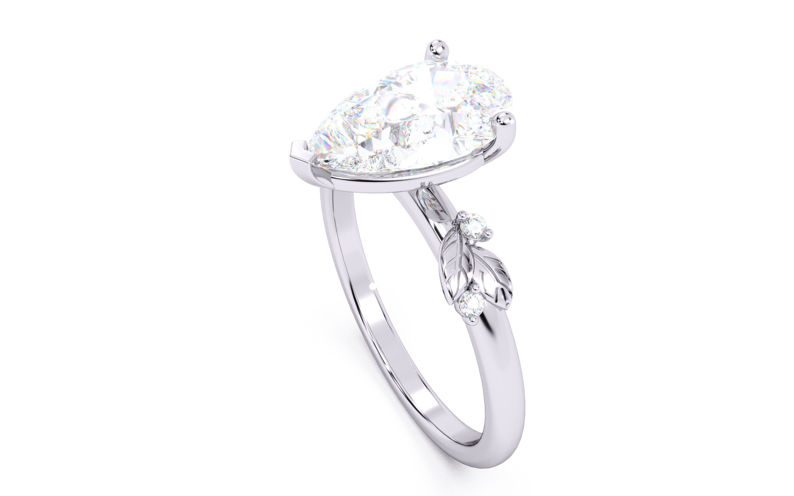Pear Diamond Solitaire Ring 3D print model 3D print model_9